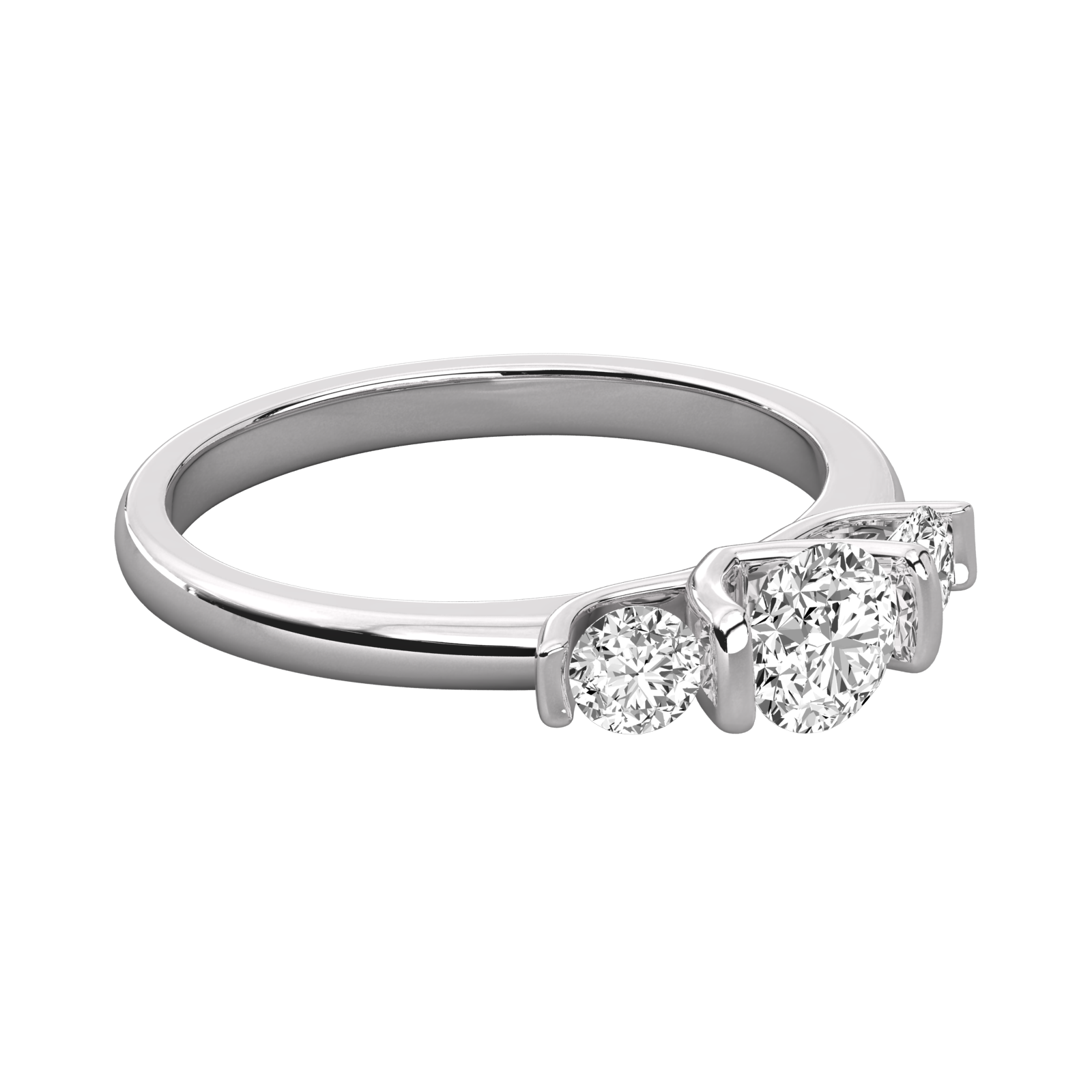 Keeva Jewels Round Diamond V Shape Prong Shape 3 Stone Wedding Band - KJR5054