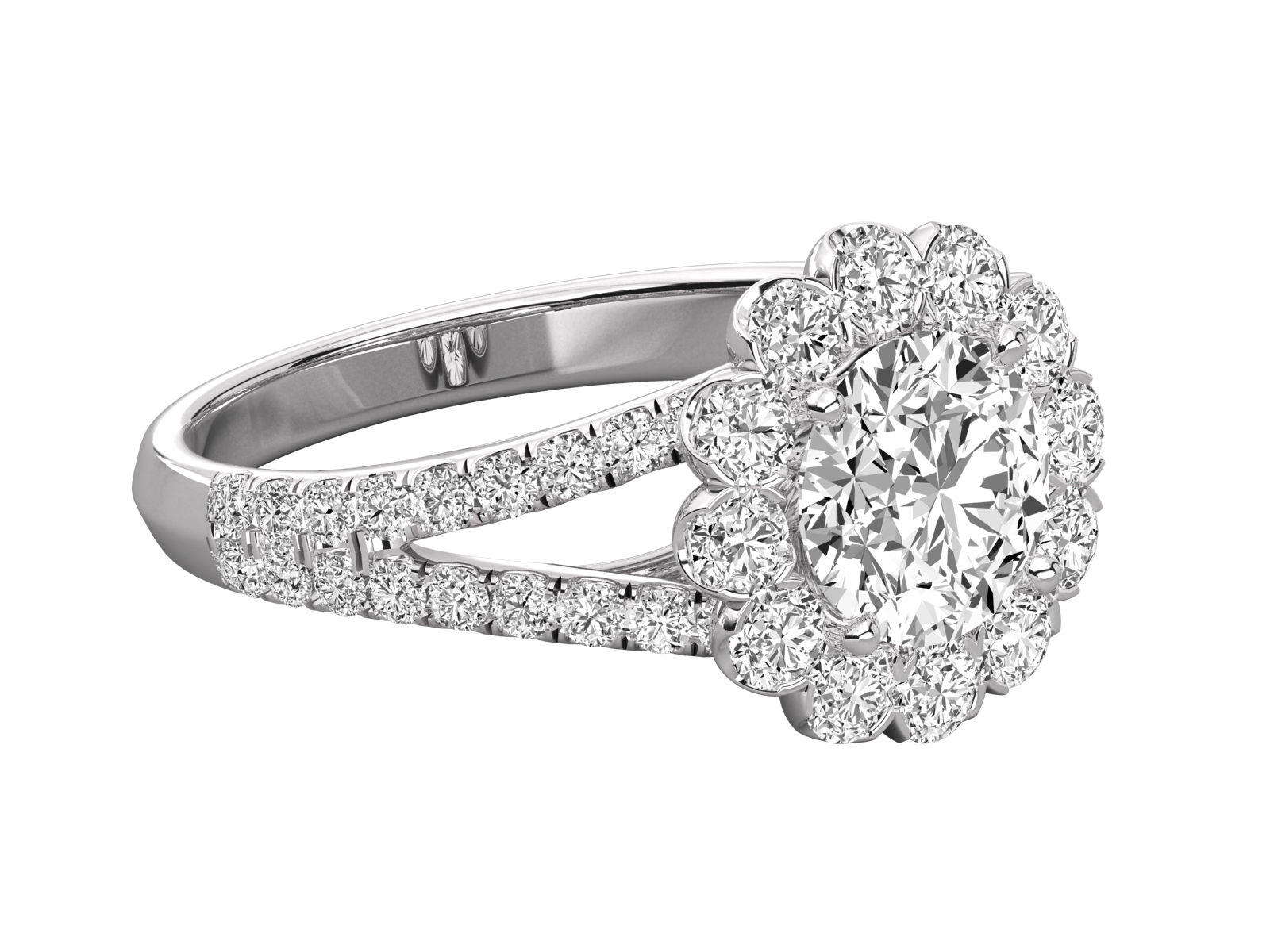 Keeva Jewels Round Diamond Flower Halo Engagement Ring -KJR5228