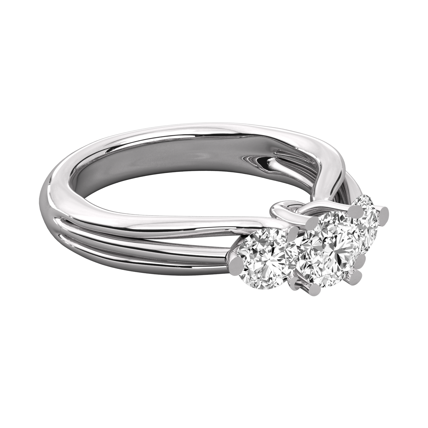 Keeva Jewels Round Diamond U Shaped Prong 3 Stone Wedding Band - KJR5044