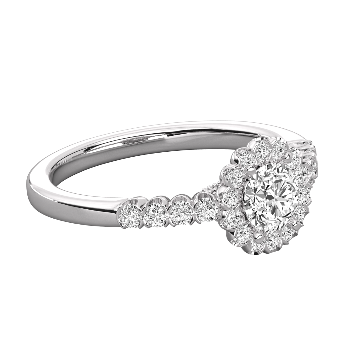 Keeva Jewels Round Diamond V Shape Prong Halo Engagement Ring - KJR5096