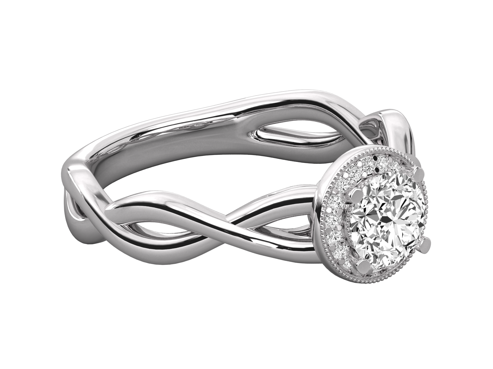 Keeva Jewels Round Diamond Twisted Shank Halo Engagement Ring - KJR5103