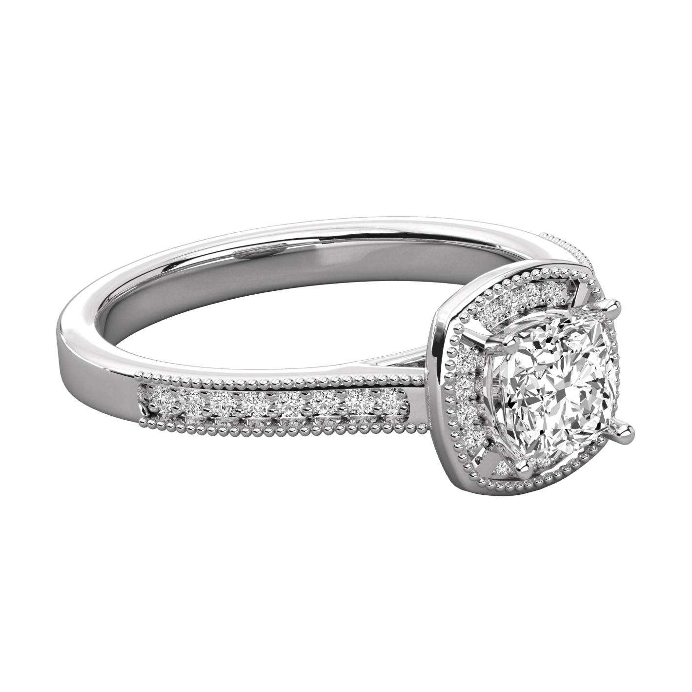 Keeva Jewels Cushion Cut Diamond And Round Diamond Halo Engagement Ring - KJR5088