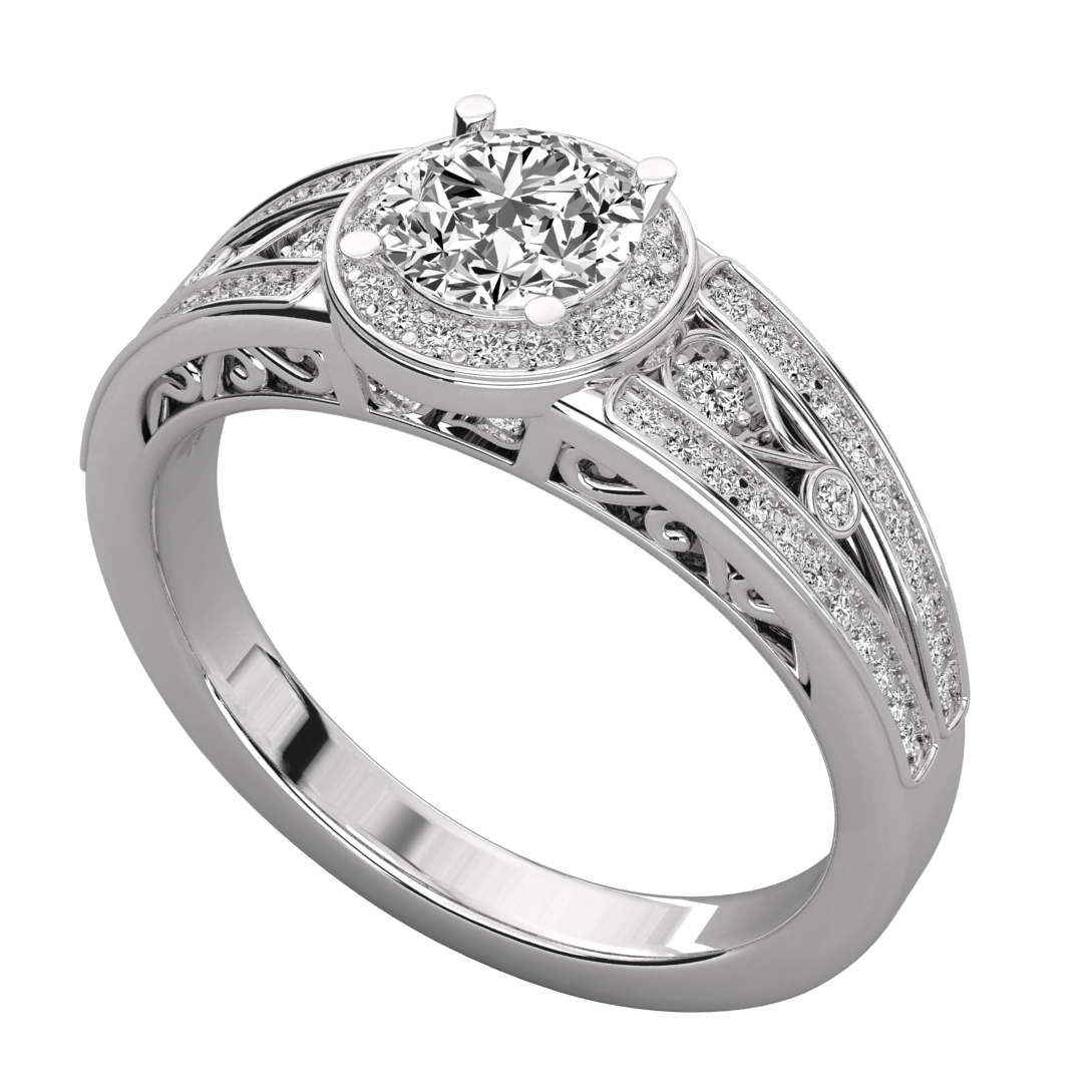 Keeva Jewels Round Diamond Prong Set Halo Engagement Ring - KJR5102