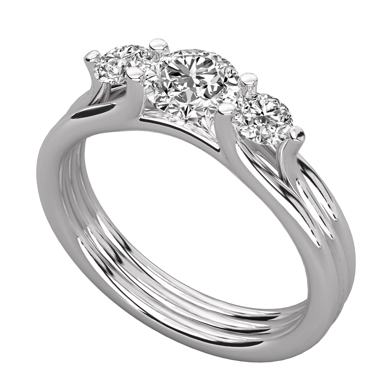 Keeva Jewels Round Shaped Diamond 3 Stone Wedding Band - KJR5041