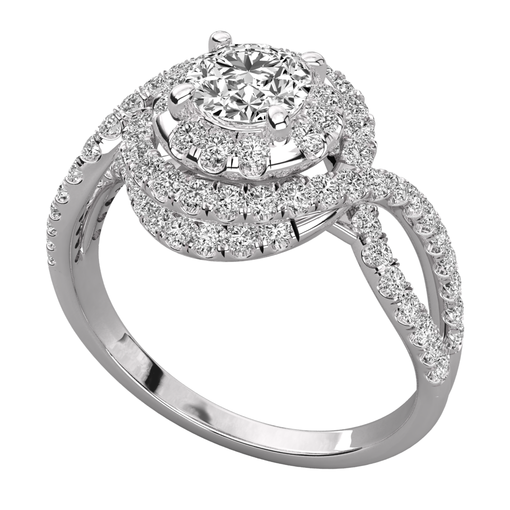 Keeva Jewels Round Diamond Bypass Round halo Engagement Ring - KJR5233