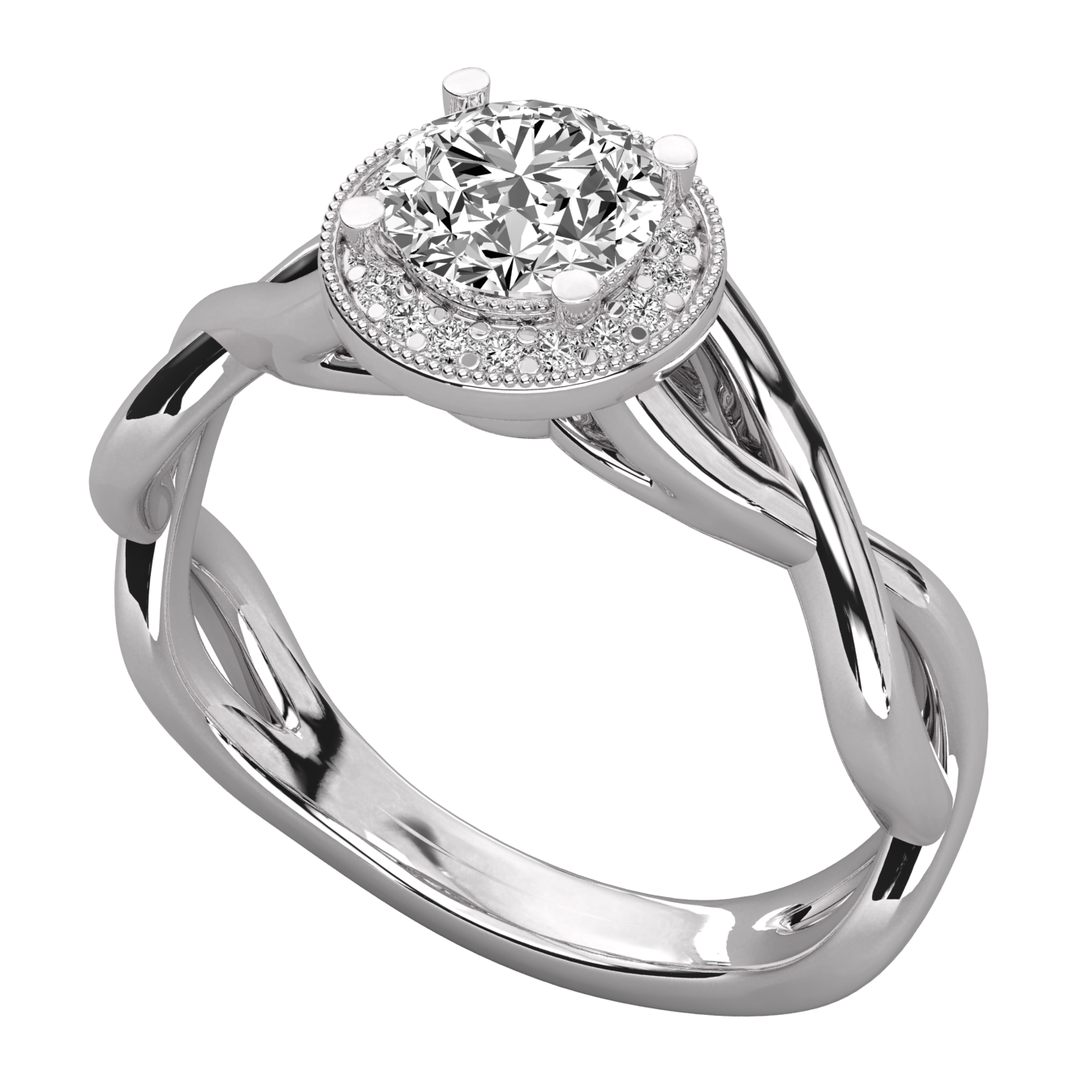 Keeva Jewels Round Diamond Twisted Shank Halo Engagement Ring - KJR5103