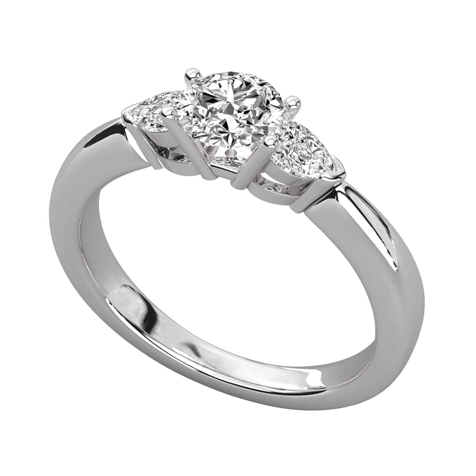 Keeva Jewels Round And Pear Cut Diamond 3 Stone Wedding Band - KJR5055