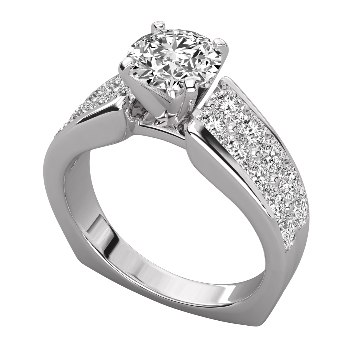 Keeva Jewels Round Diamond Prong Set Designer Engagement Ring - KJR5223