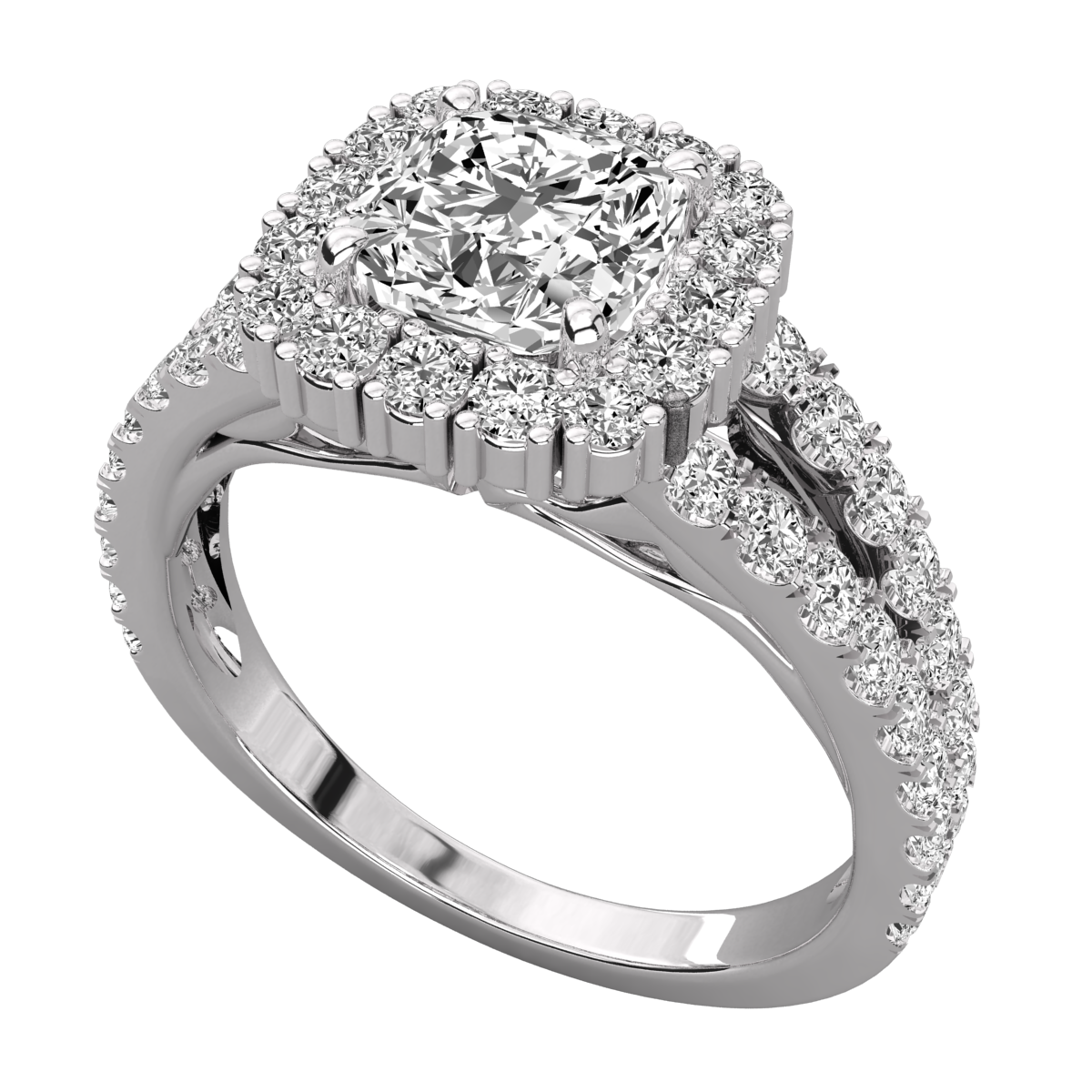 Keeva Jewels Round And Cushion Diamond Halo Engagement Ring - KJR5224