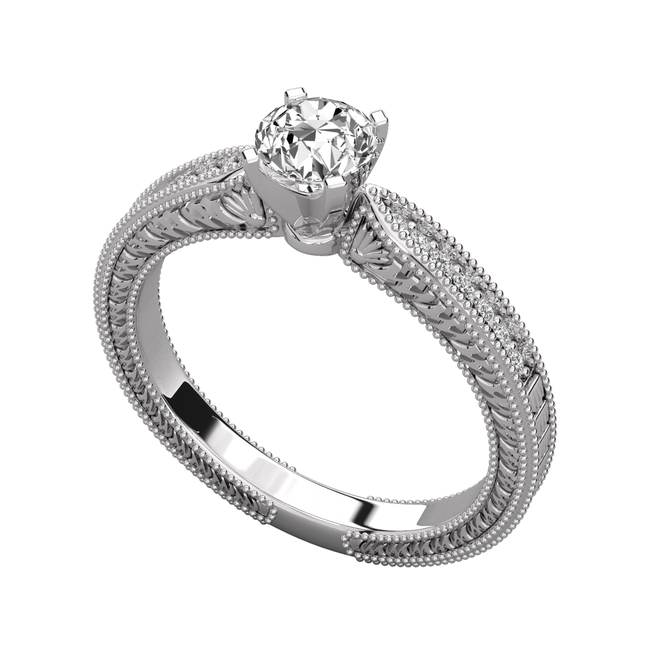 Keeva Jewels Round Cut Diamond Edwardian Style Engagement Ring - KJR5068