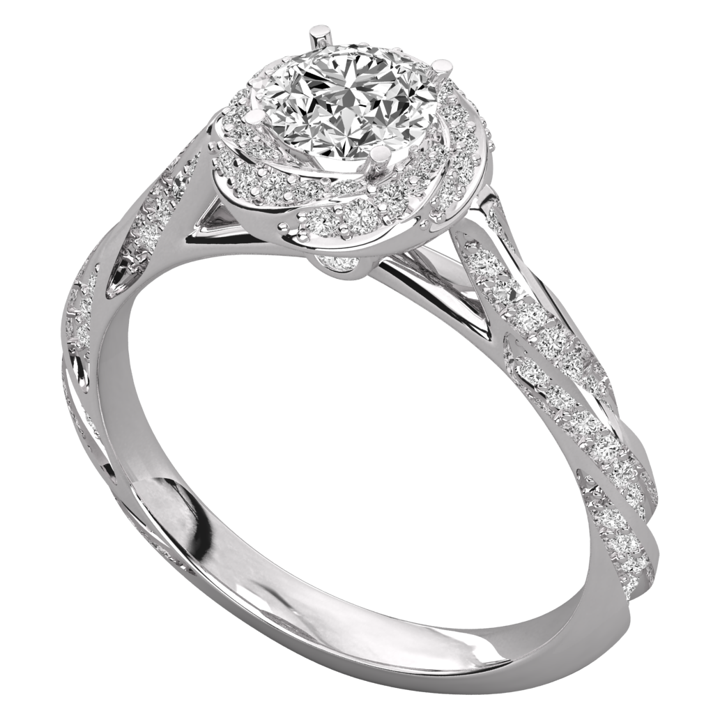 Keeva Jewels Round Diamond Spiral Halo Engagement Ring - KJR5113