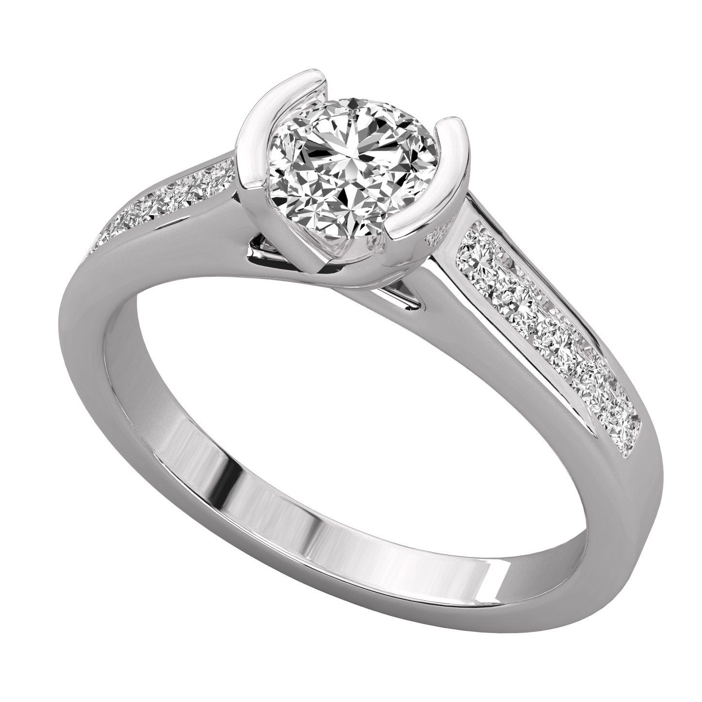 Keeva Jewels Round Diamond half Round Colet Designer Solitaire Ring - KJR5169