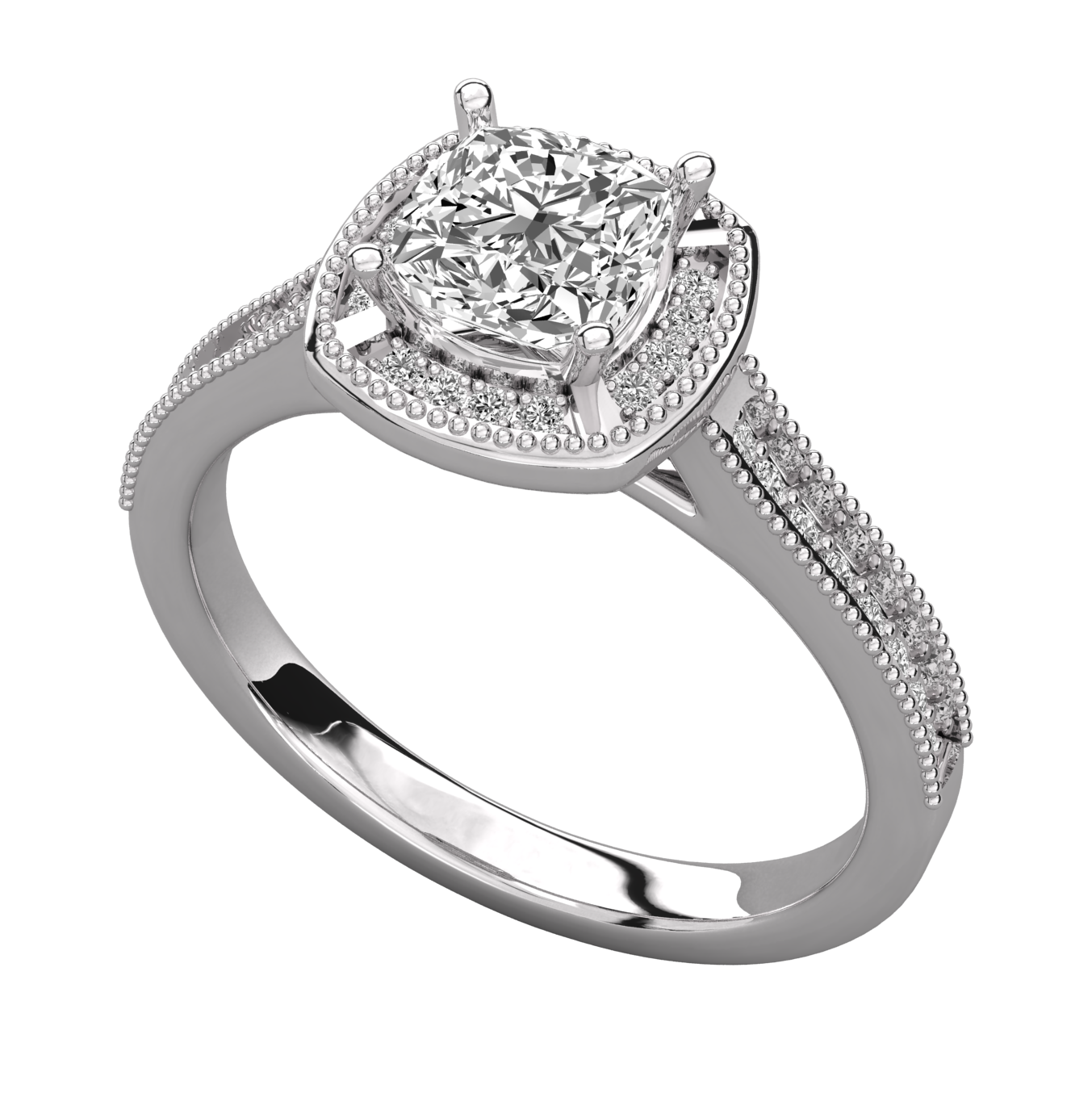 Keeva Jewels Cushion Cut Diamond And Round Diamond Halo Engagement Ring - KJR5088