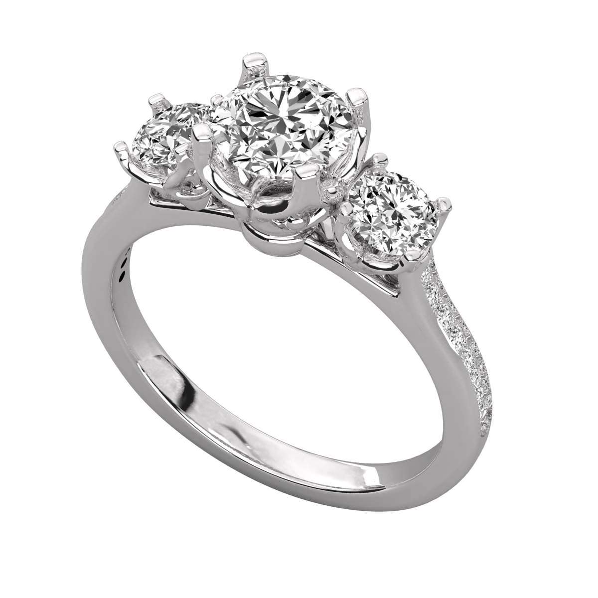 Keeva Jewels Round Cut Diamond 3 Stone Engagement Ring - KJR5035