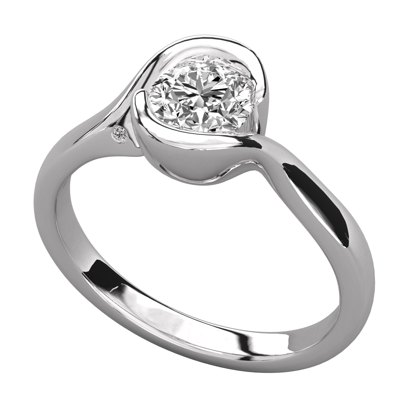 Keeva Jewels Round Diamond Bypass Halo Solitaire Ring - KJR5179