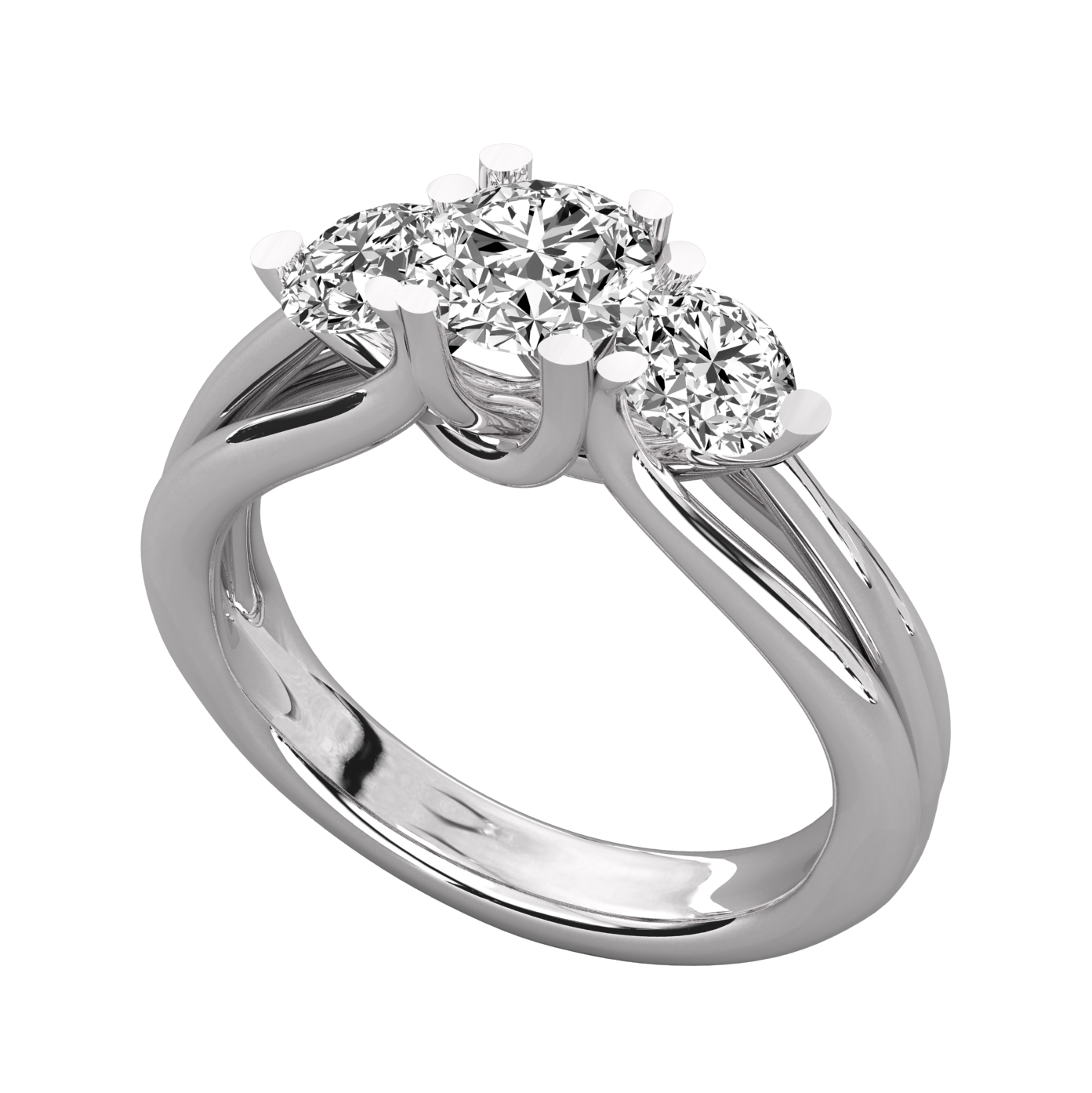 Keeva Jewels Round Diamond U Shaped Prong 3 Stone Wedding Band - KJR5044