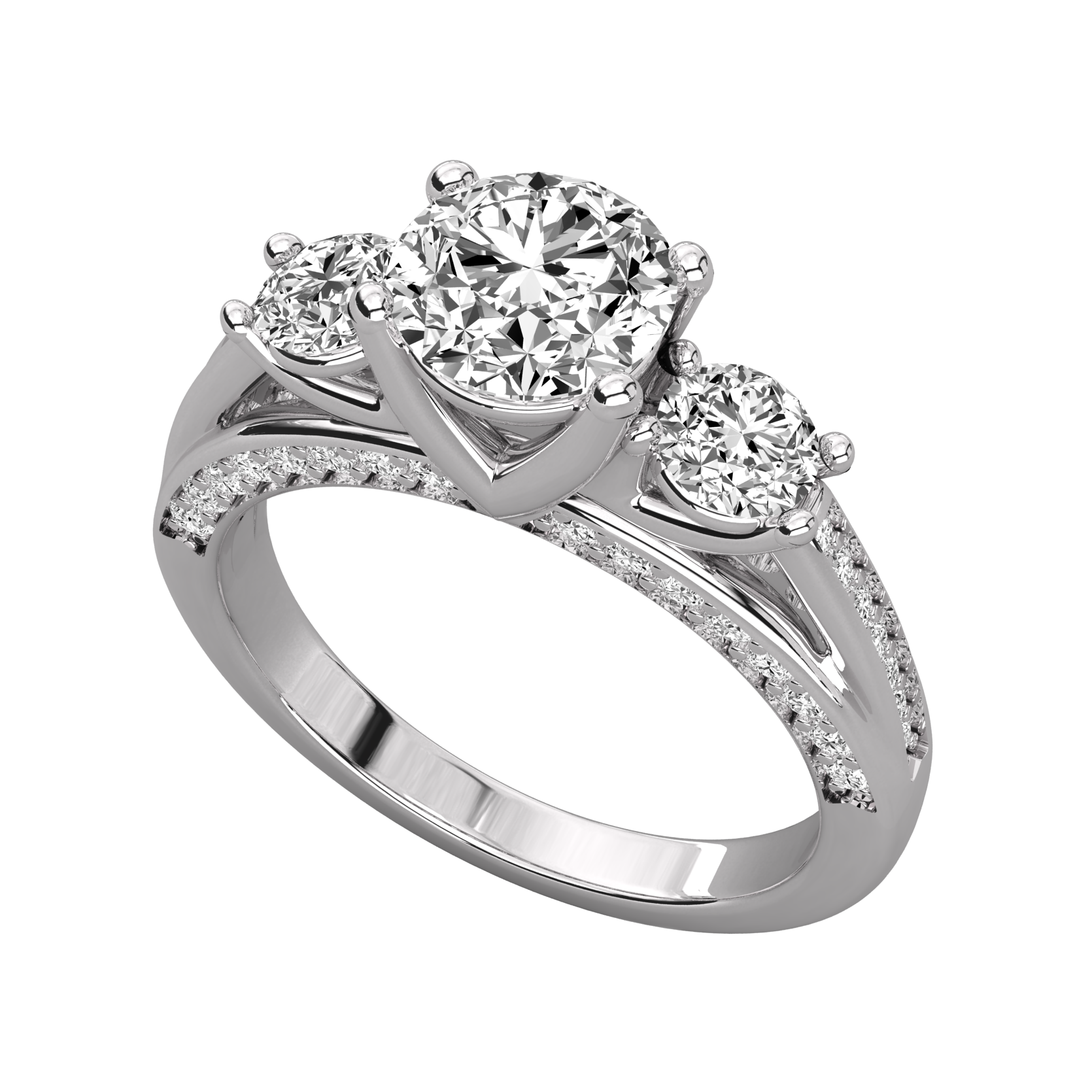 Keeva Jewels Round Cut Diamond 3 Stone Engagement Ring - KJR5039