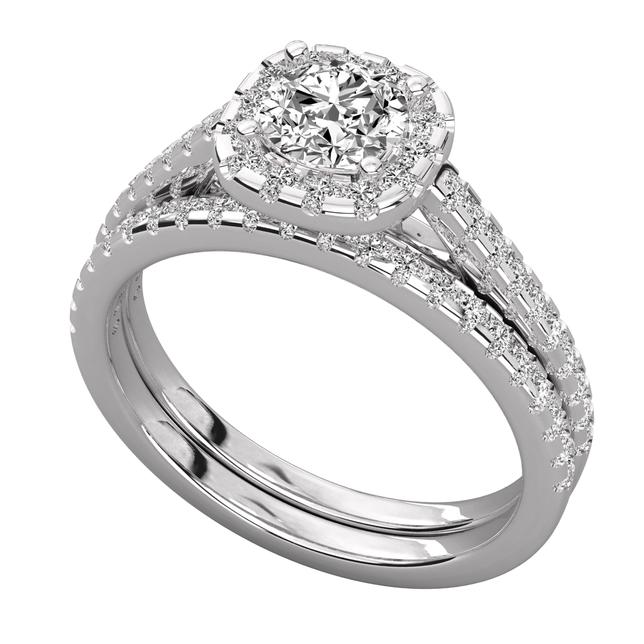 Keeva Jewels Round Diamond Two Shank Halo Engagement Ring -KJR5196