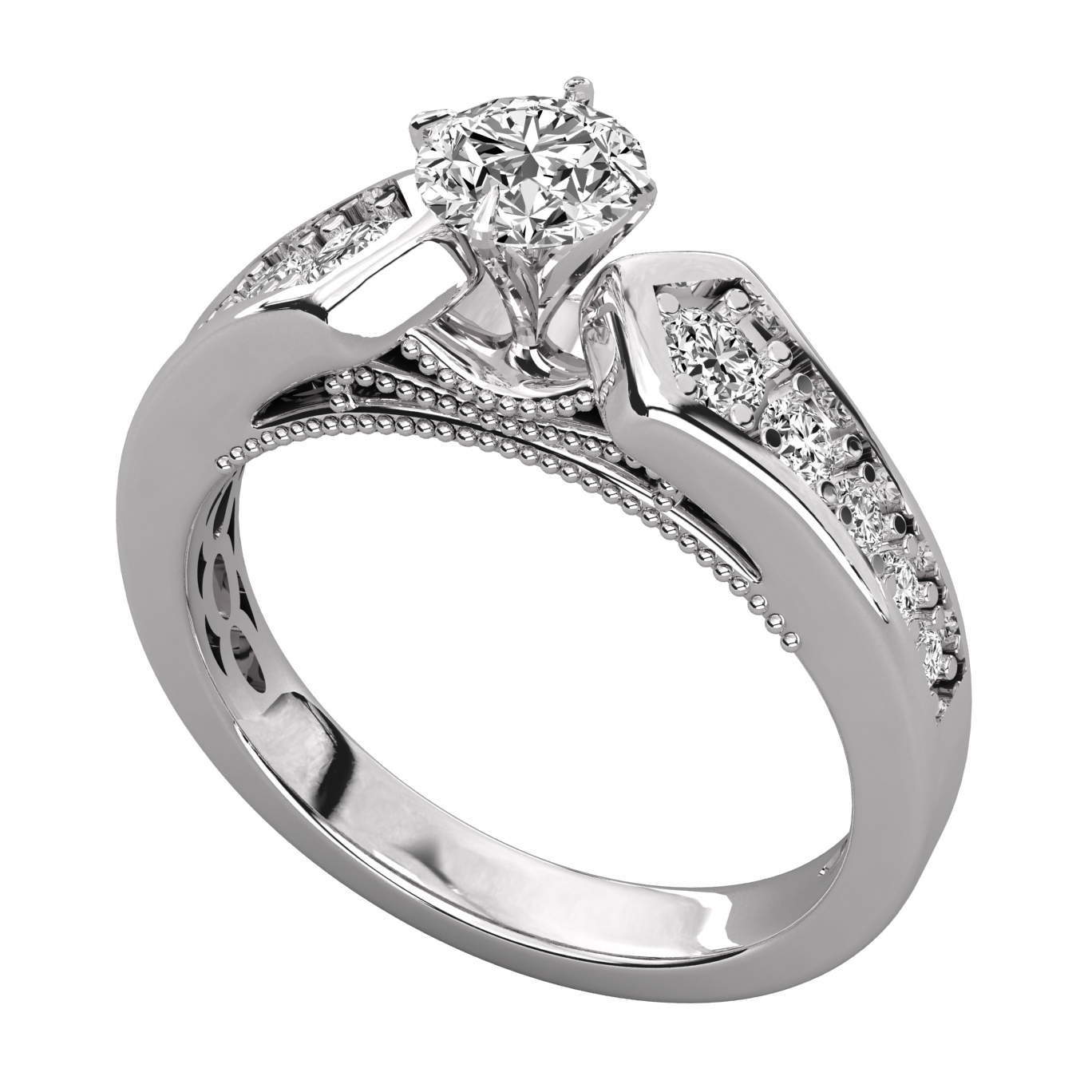 Keeva Jewels Round Diamond Tigor Prong Set Solitaire Ring - KJR5166