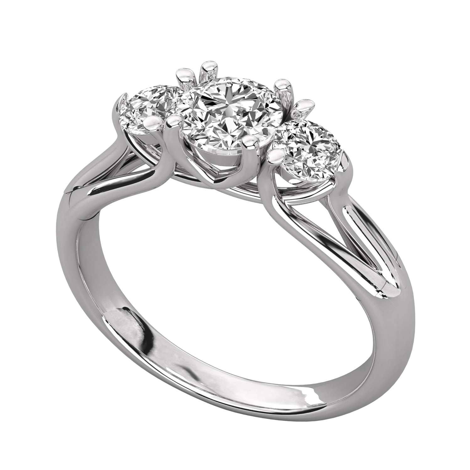 Keeva Jewels Round Cut Diamond Wired Prong 3 Stone Wedding Band - KJR5053