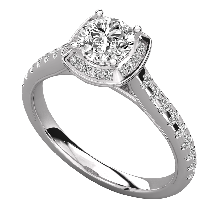 Keeva Jewels Round Cut Diamond Micro Prong Set Halo Engagement Ring - KJR5094