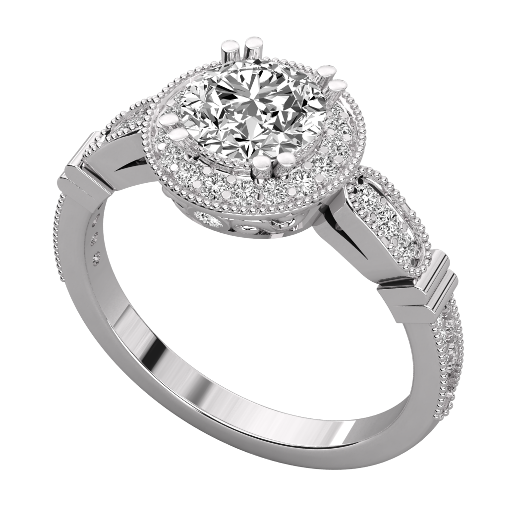 Keeva Jewels Round Diamond Prong Set Halo Engagement Ring - KJR5087