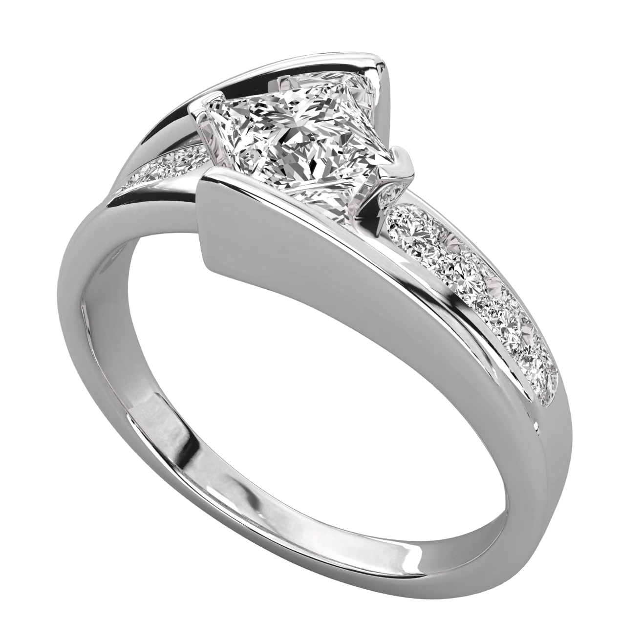 Keeva Jewels Round Diamond And Princess Cut Diamond Engagement Ring - KJR5232