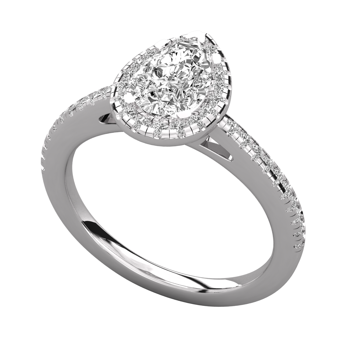 Keeva Jewels Round And Pear Diamond Halo Engagement Ring - KJR5081