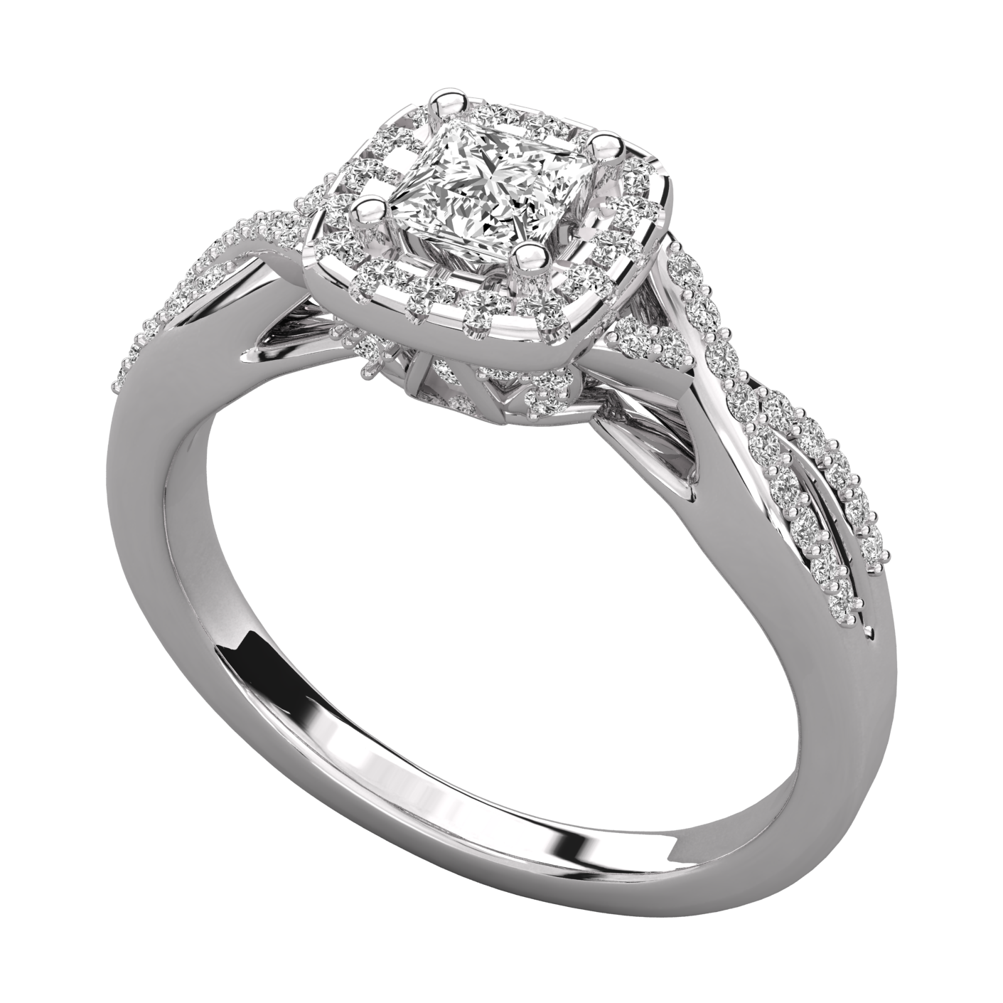 Keeva Jewels Round Diamond Twistwd Shank Cluster Square Halo Engagement Ring -KJR5117