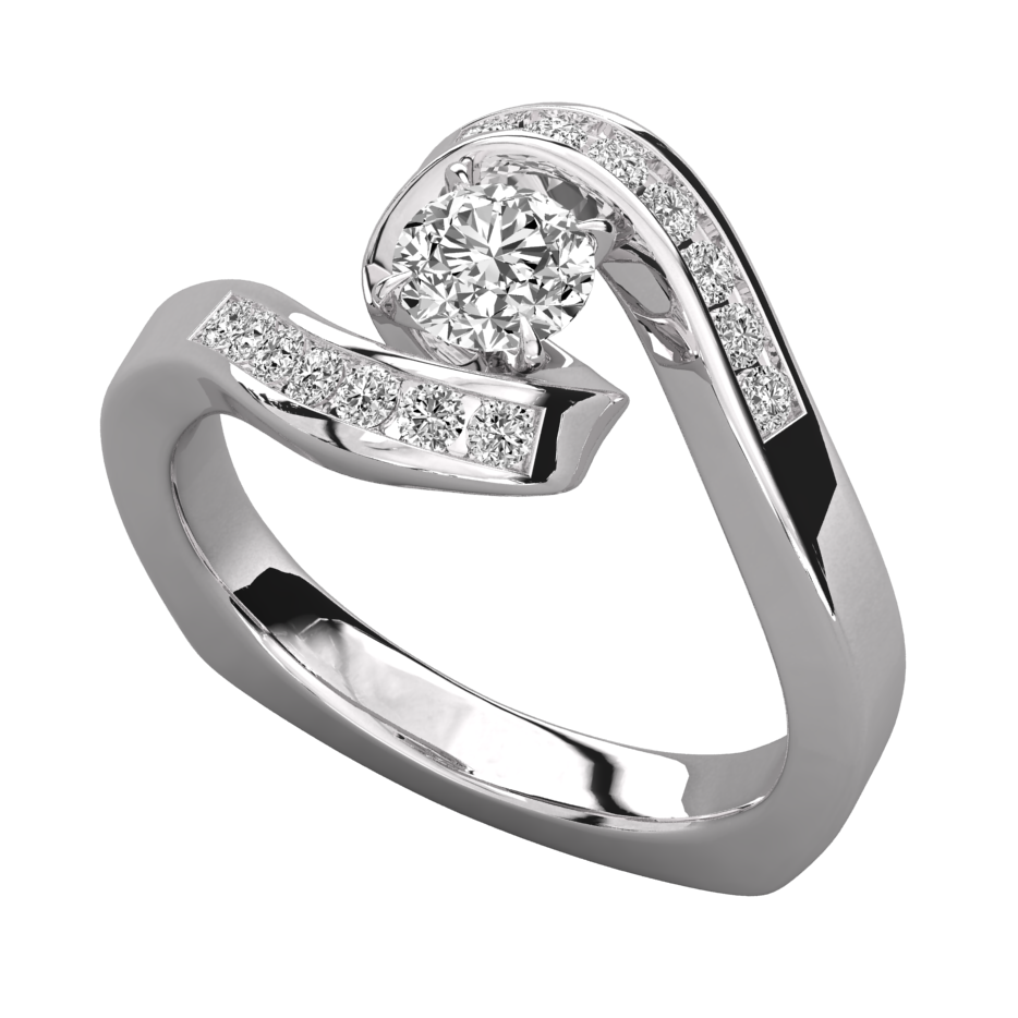 Keeva Jewels Round Diamond Twisted Shank Channel Set Solitaire Ring - KJR5130