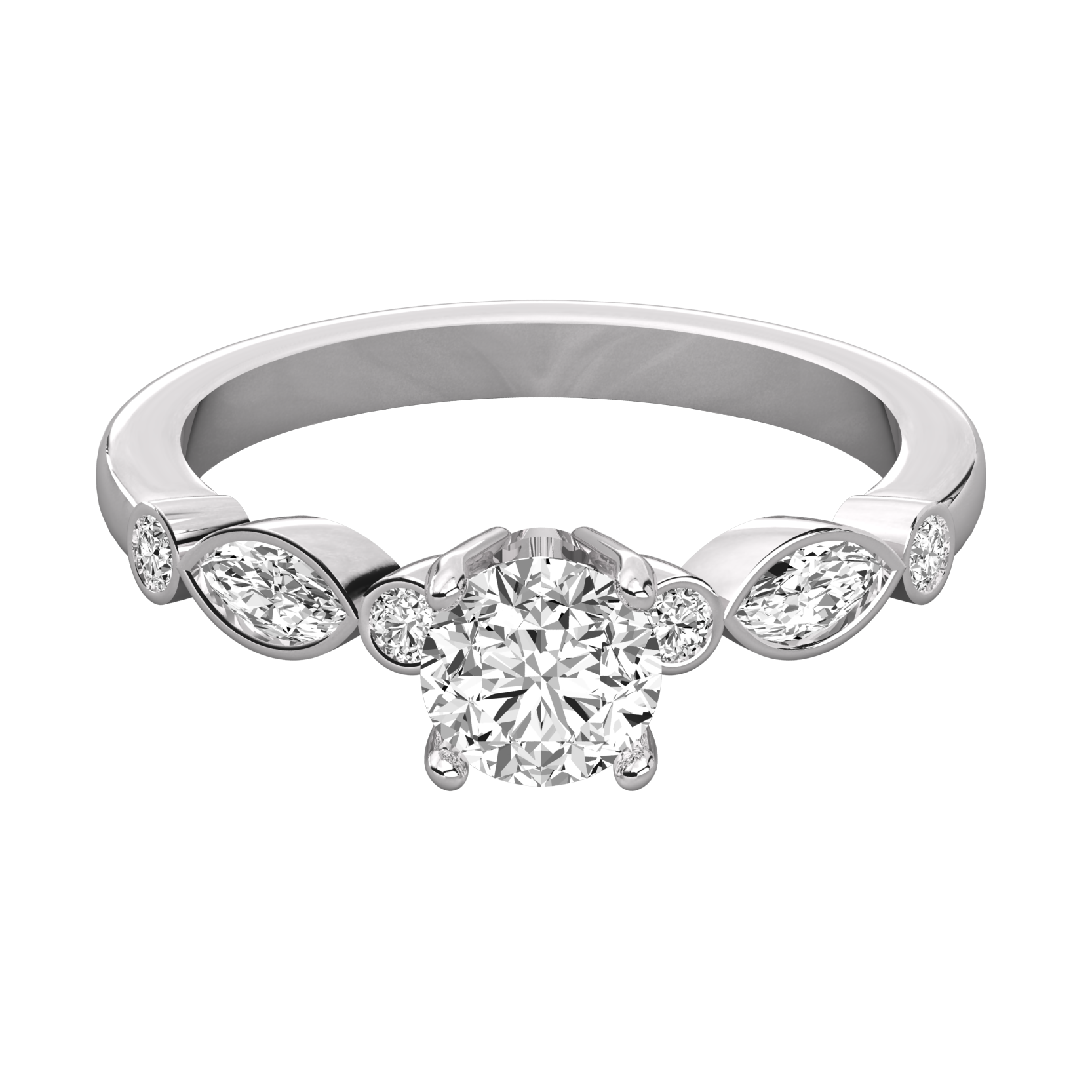 Keeva Jewels Round Cut And Marquise Diamond Solitaire Wedding Band - KJR5076