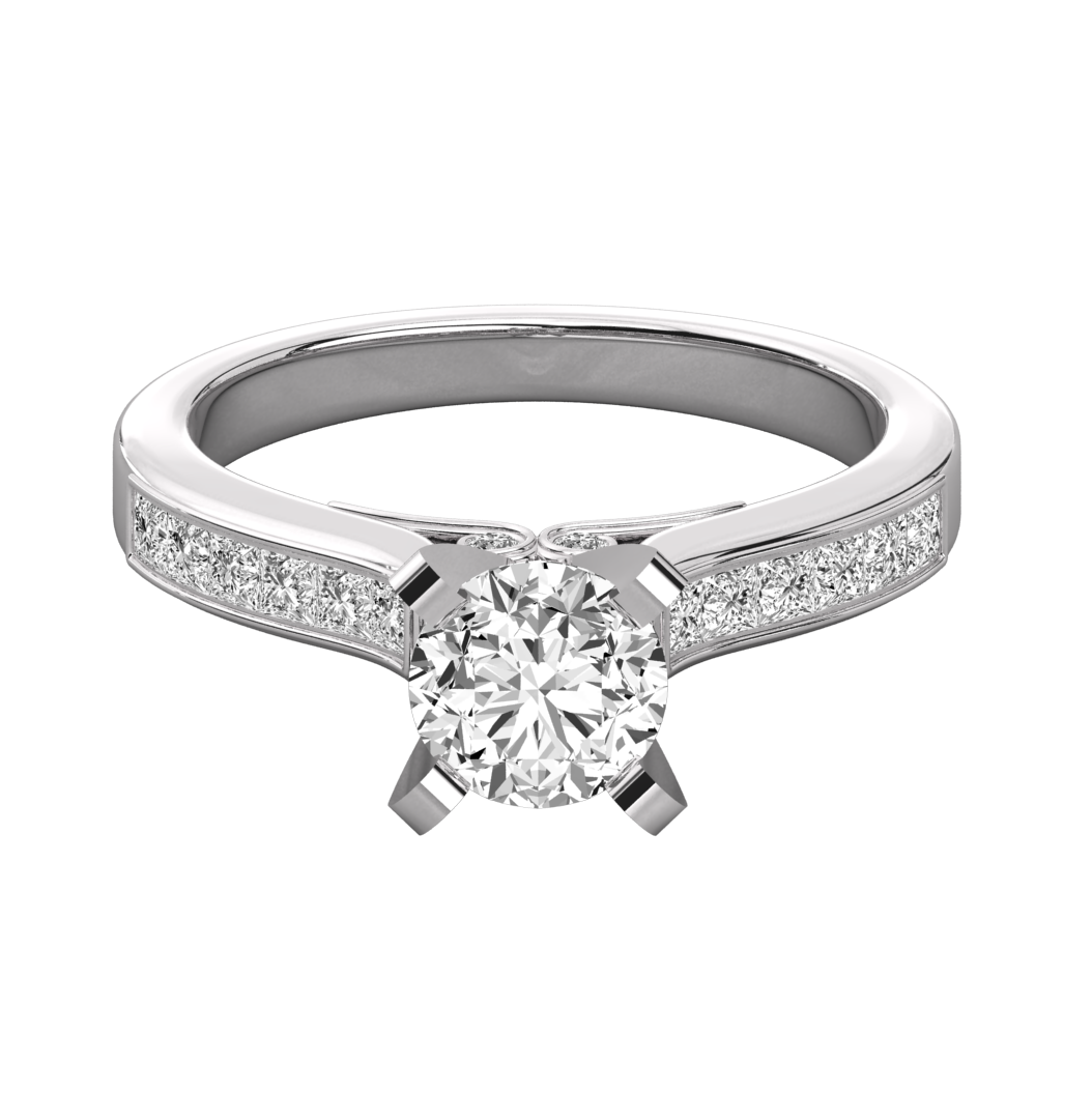 Keeva Jewels Round Cut Diamond Channel Set Solitaire Ring - KJR5079