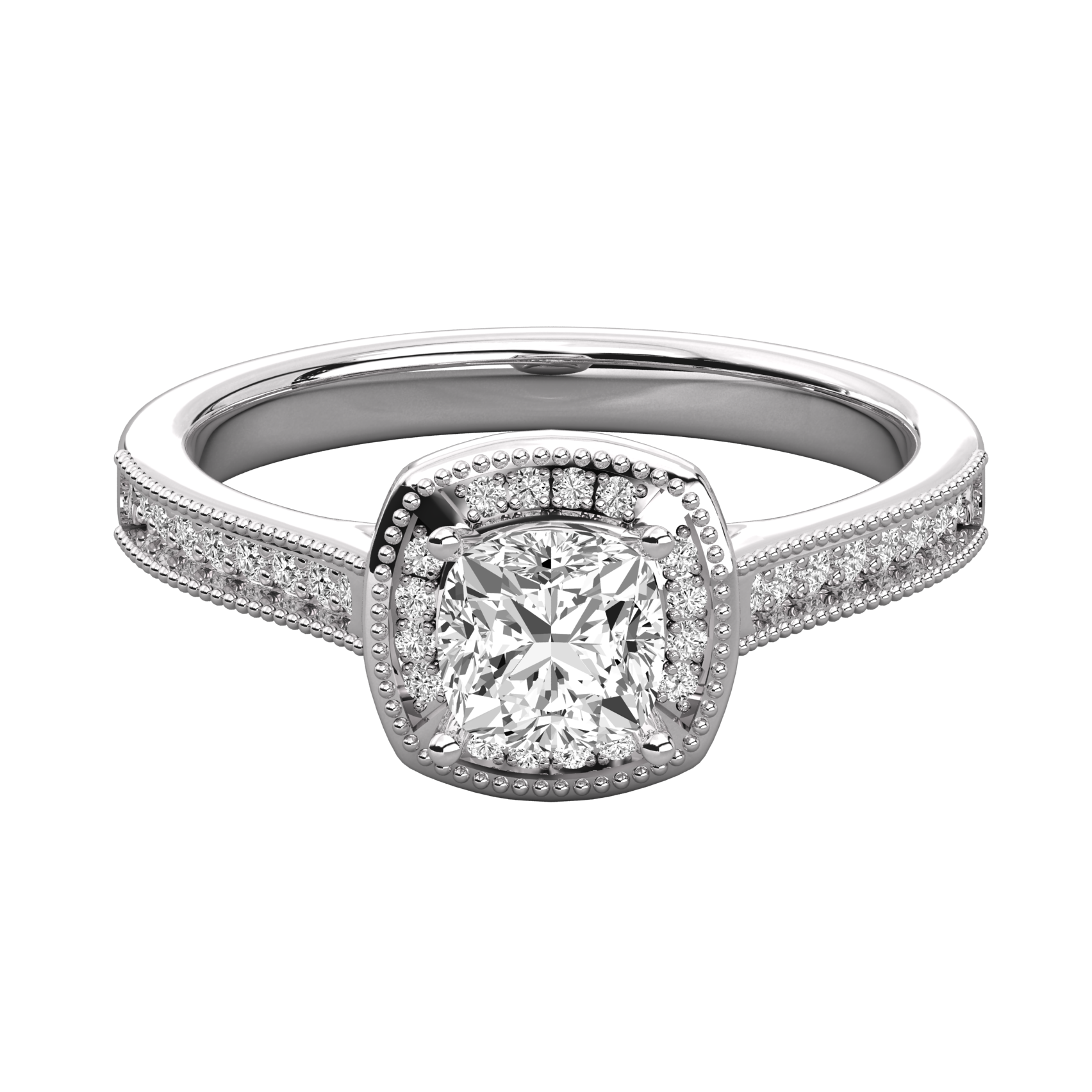 Keeva Jewels Cushion Cut Diamond And Round Diamond Halo Engagement Ring - KJR5088