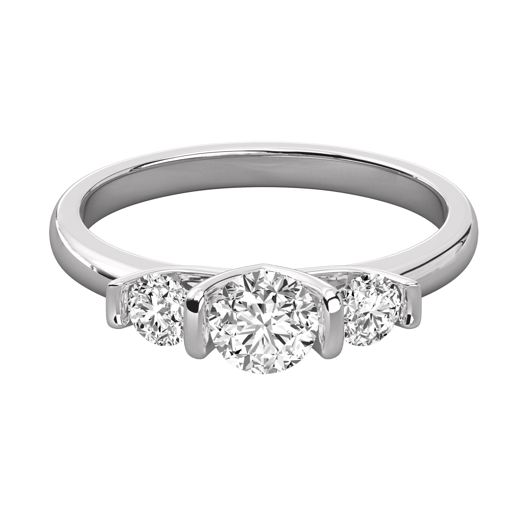 Keeva Jewels Round Diamond V Shape Prong Shape 3 Stone Wedding Band - KJR5054