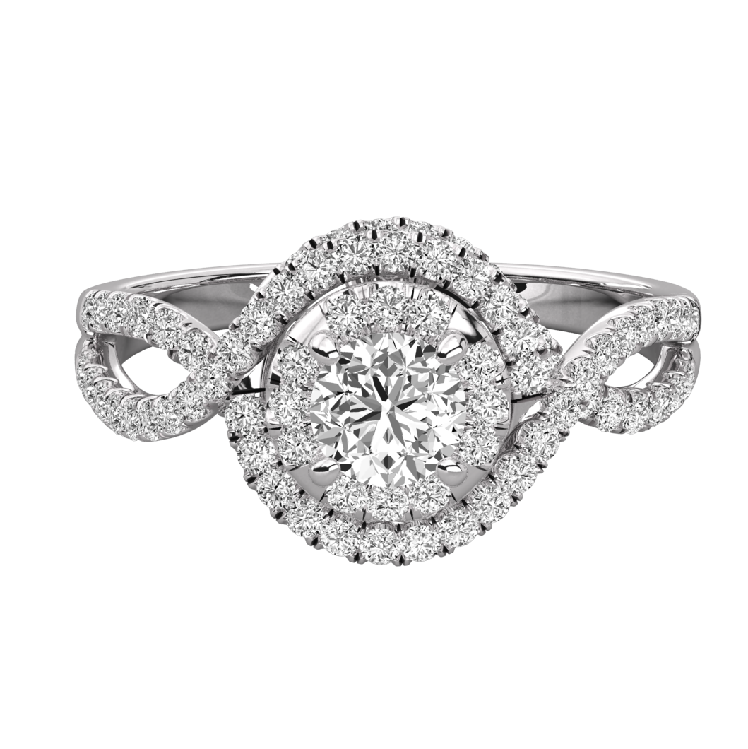 Keeva Jewels Round Diamond Bypass Round halo Engagement Ring - KJR5233