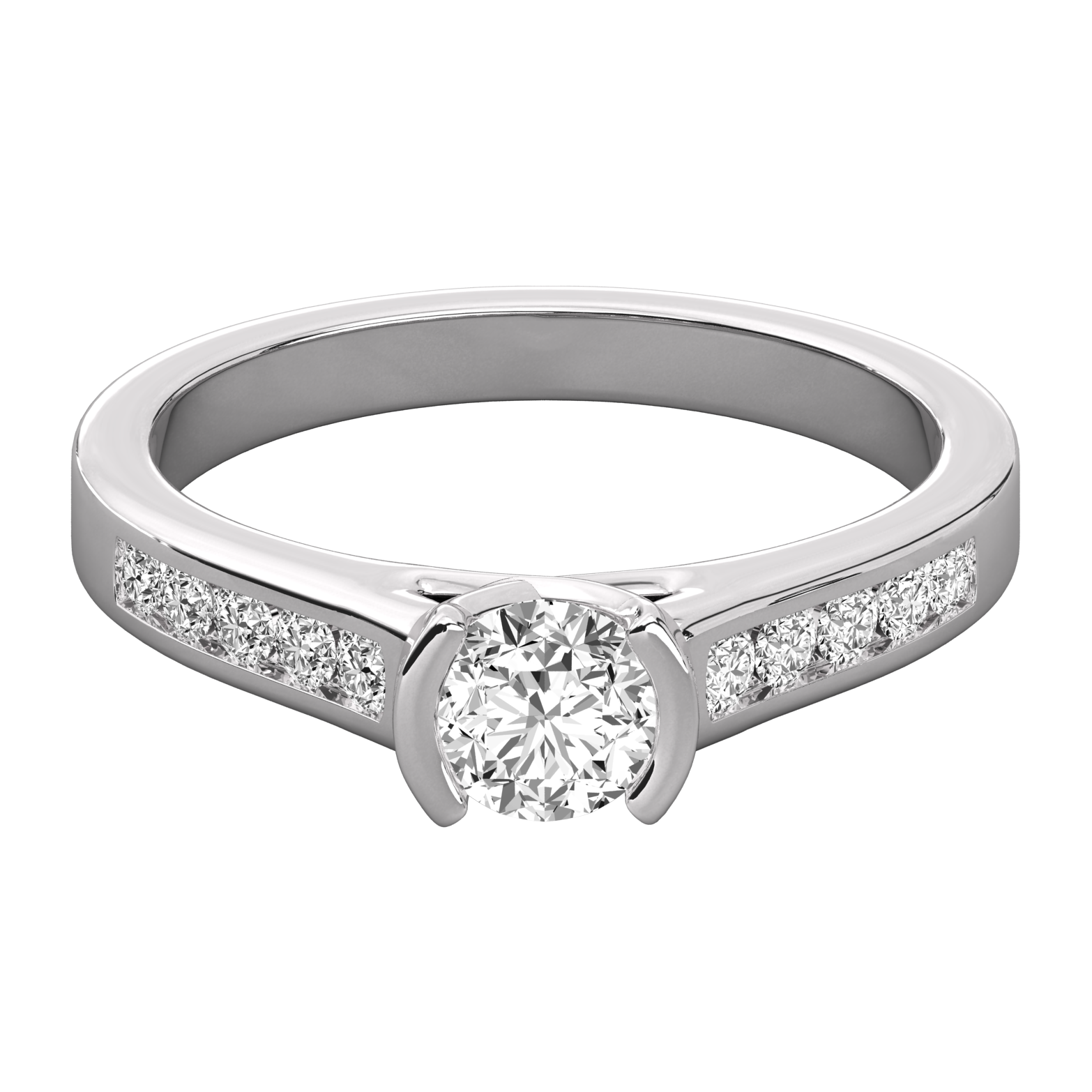 Keeva Jewels Round Diamond half Round Colet Designer Solitaire Ring - KJR5169