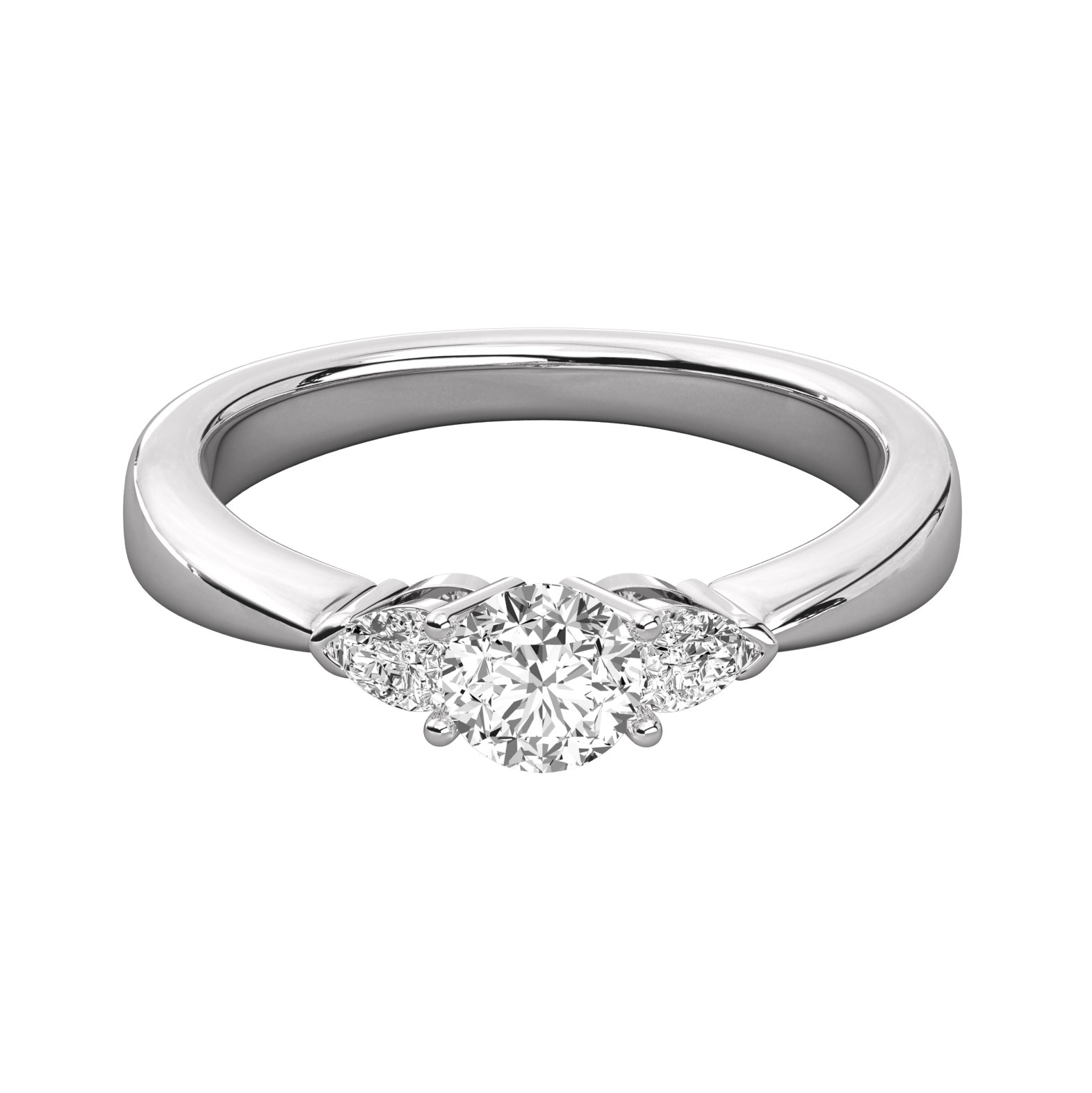 Keeva Jewels Round And Pear Cut Diamond 3 Stone Wedding Band - KJR5055