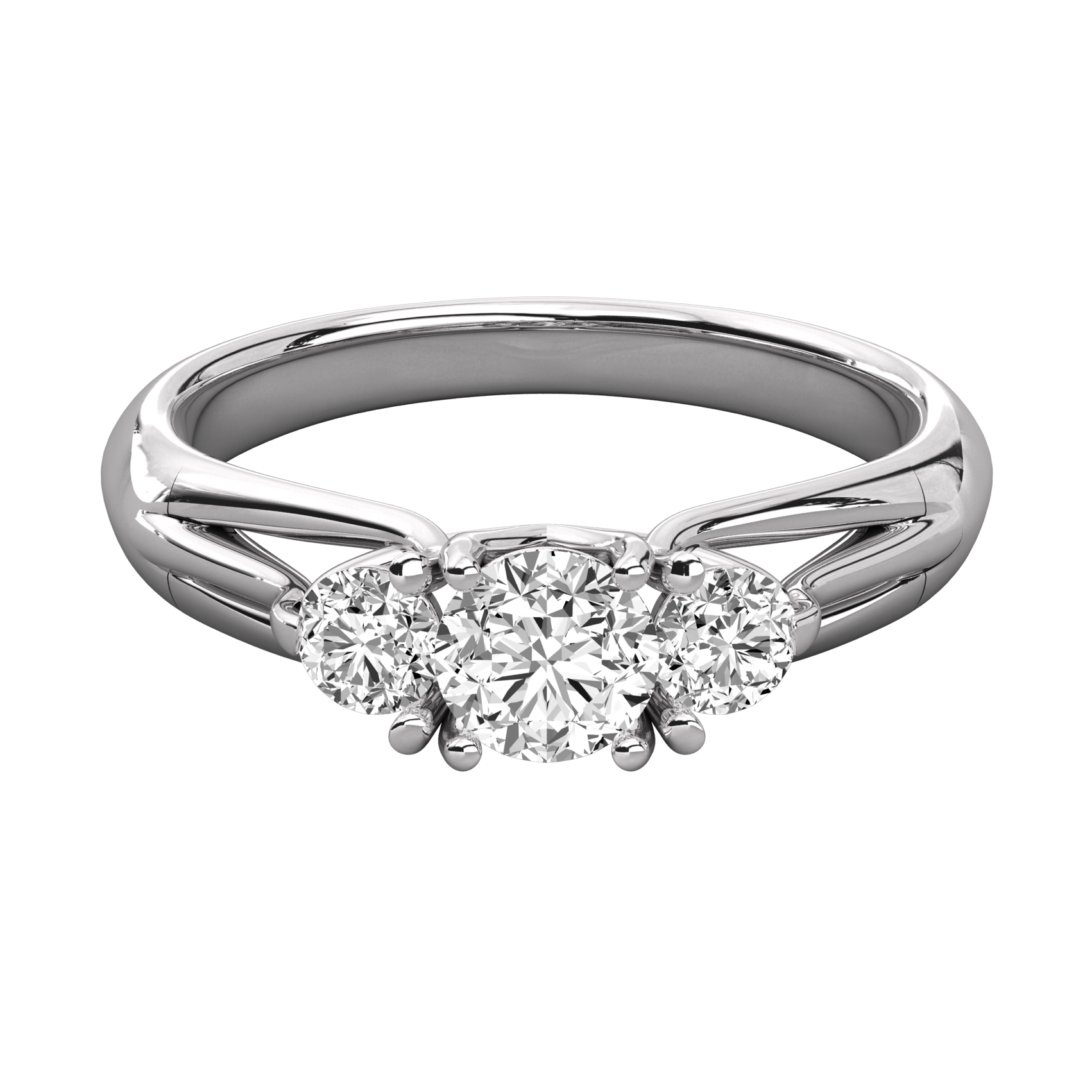 Keeva Jewels Round Cut Diamond Wired Prong 3 Stone Wedding Band - KJR5053