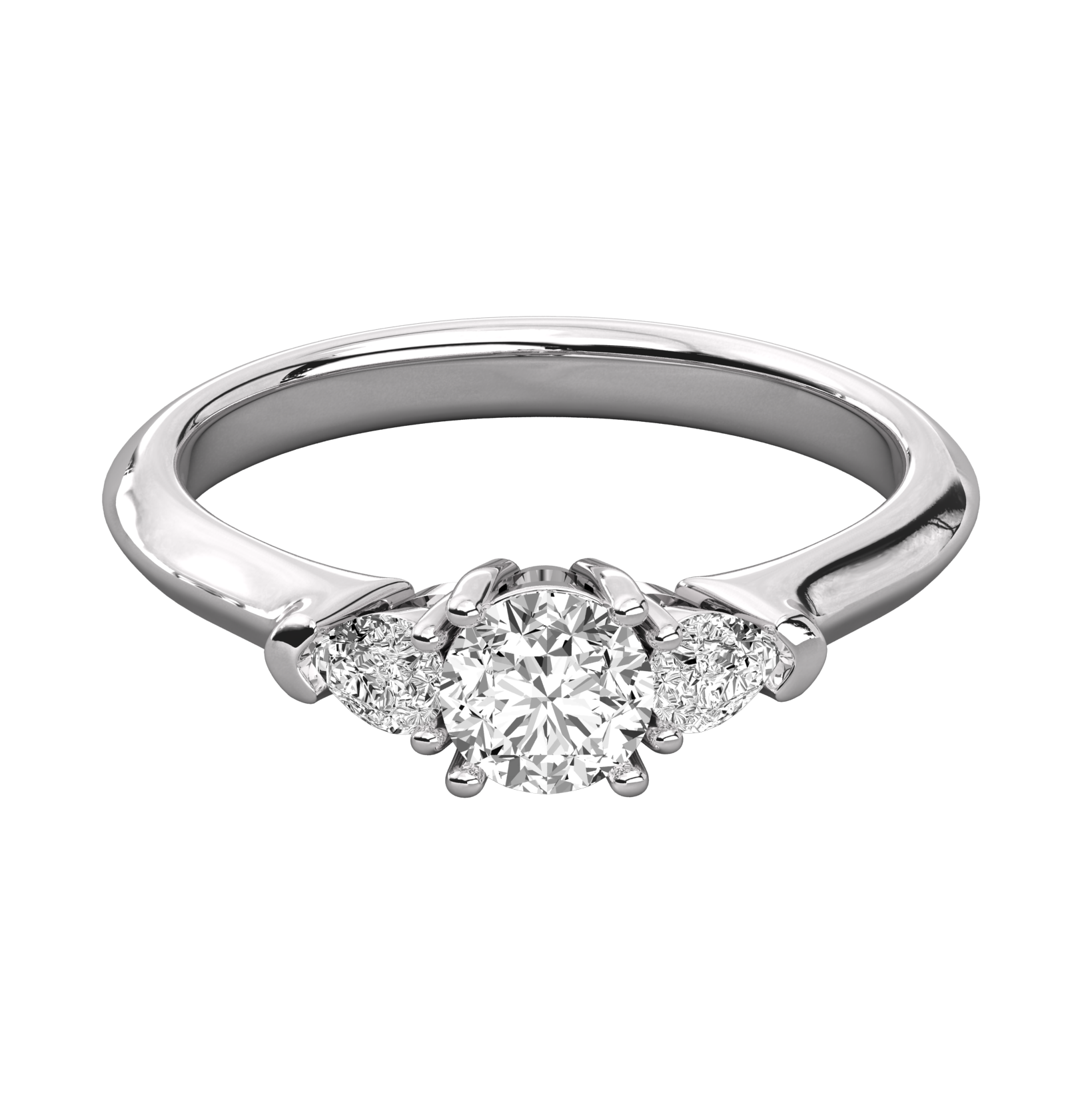 Keeva Jewels Round And Pear Cut Diamond 3 Stone Wedding Band - KJR5051