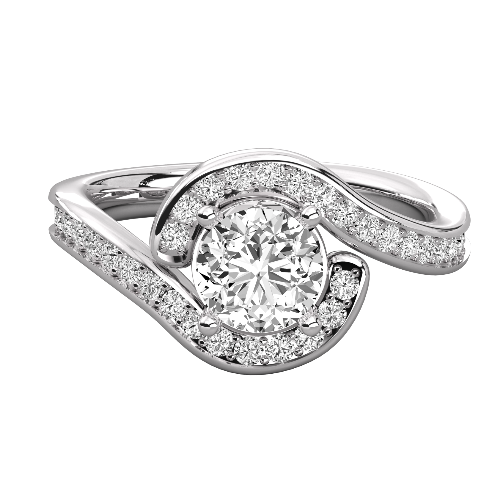 Keeva Jewels Round Diamond Bypass Halo Engagement Ring -KJR5163