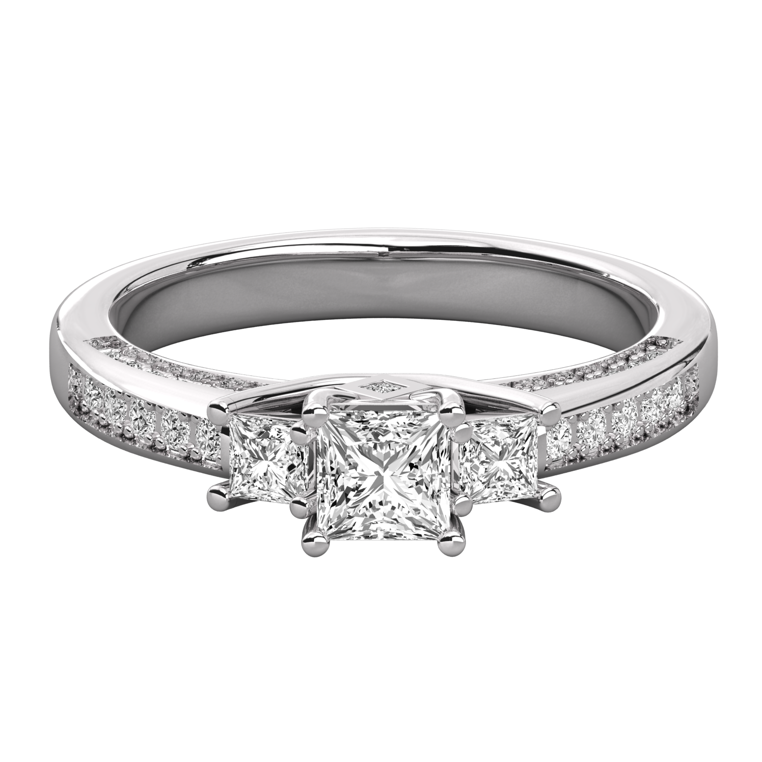 Keeva Jewels Princess Diamond 3 Stone Wedding Band - KJR5121