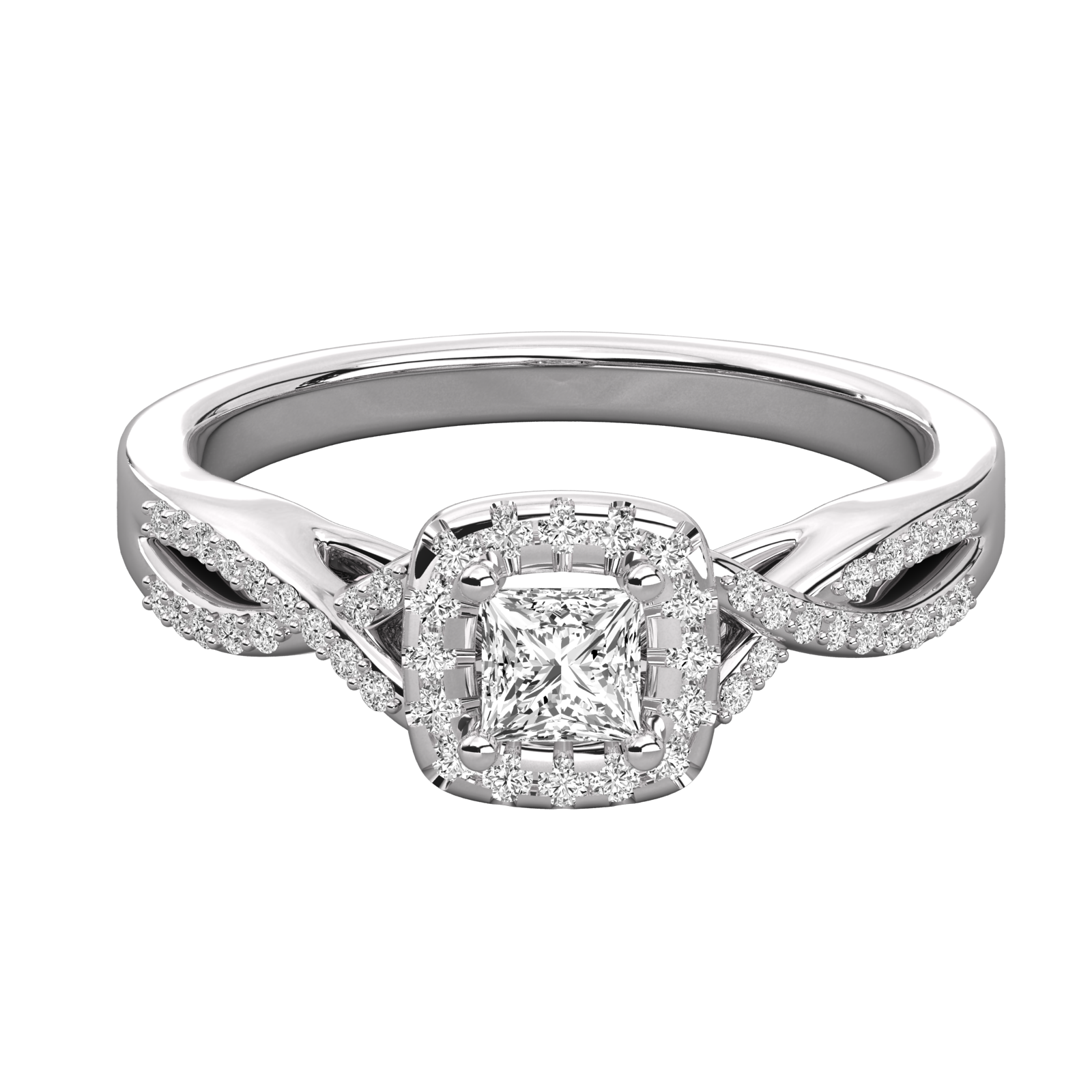 Keeva Jewels Round Diamond Twistwd Shank Cluster Square Halo Engagement Ring -KJR5117