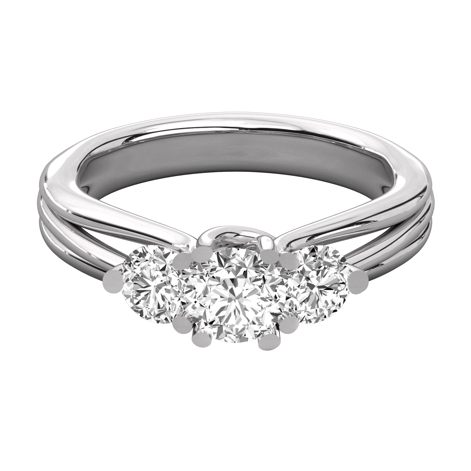 Keeva Jewels Round Diamond U Shaped Prong 3 Stone Wedding Band - KJR5044