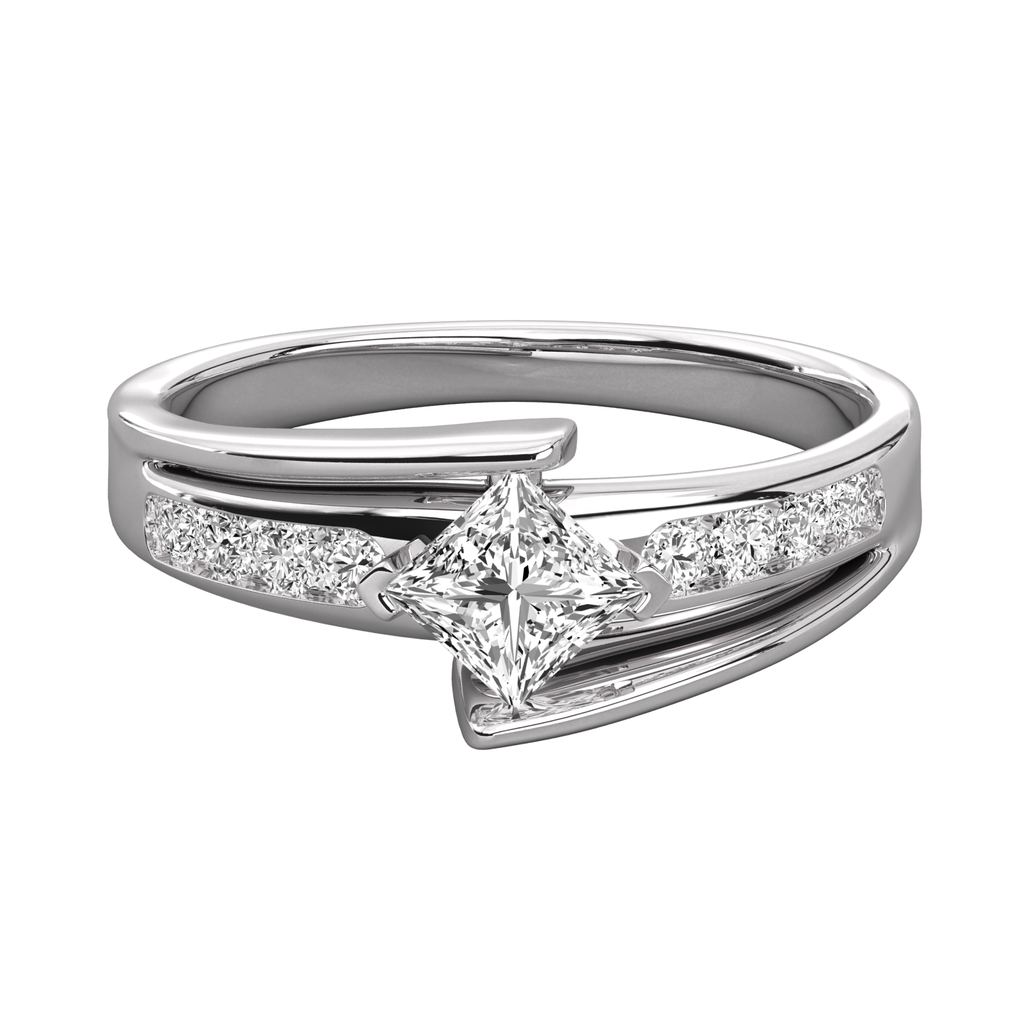 Keeva Jewels Round Diamond And Princess Cut Diamond Engagement Ring - KJR5232