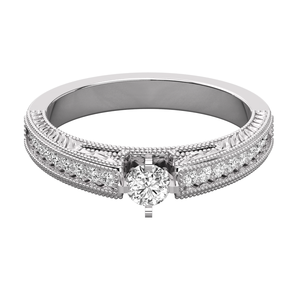 Keeva Jewels Round Diamond Prong Set Solitaire Milgrain Ring - KJR5160