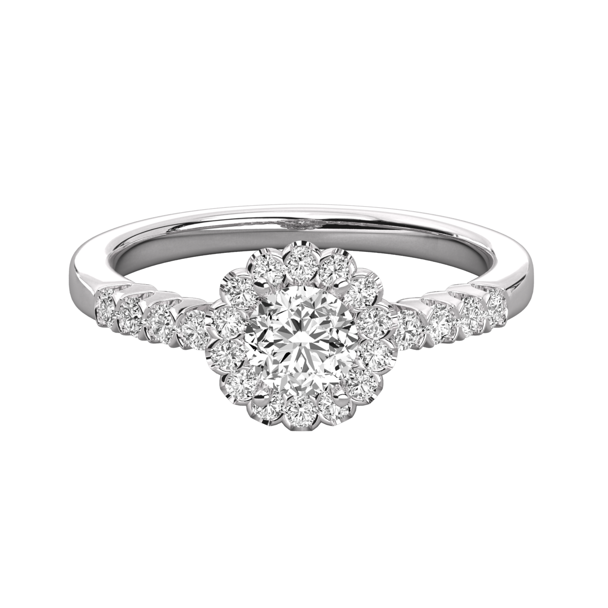 Keeva Jewels Round Diamond V Shape Prong Halo Engagement Ring - KJR5096