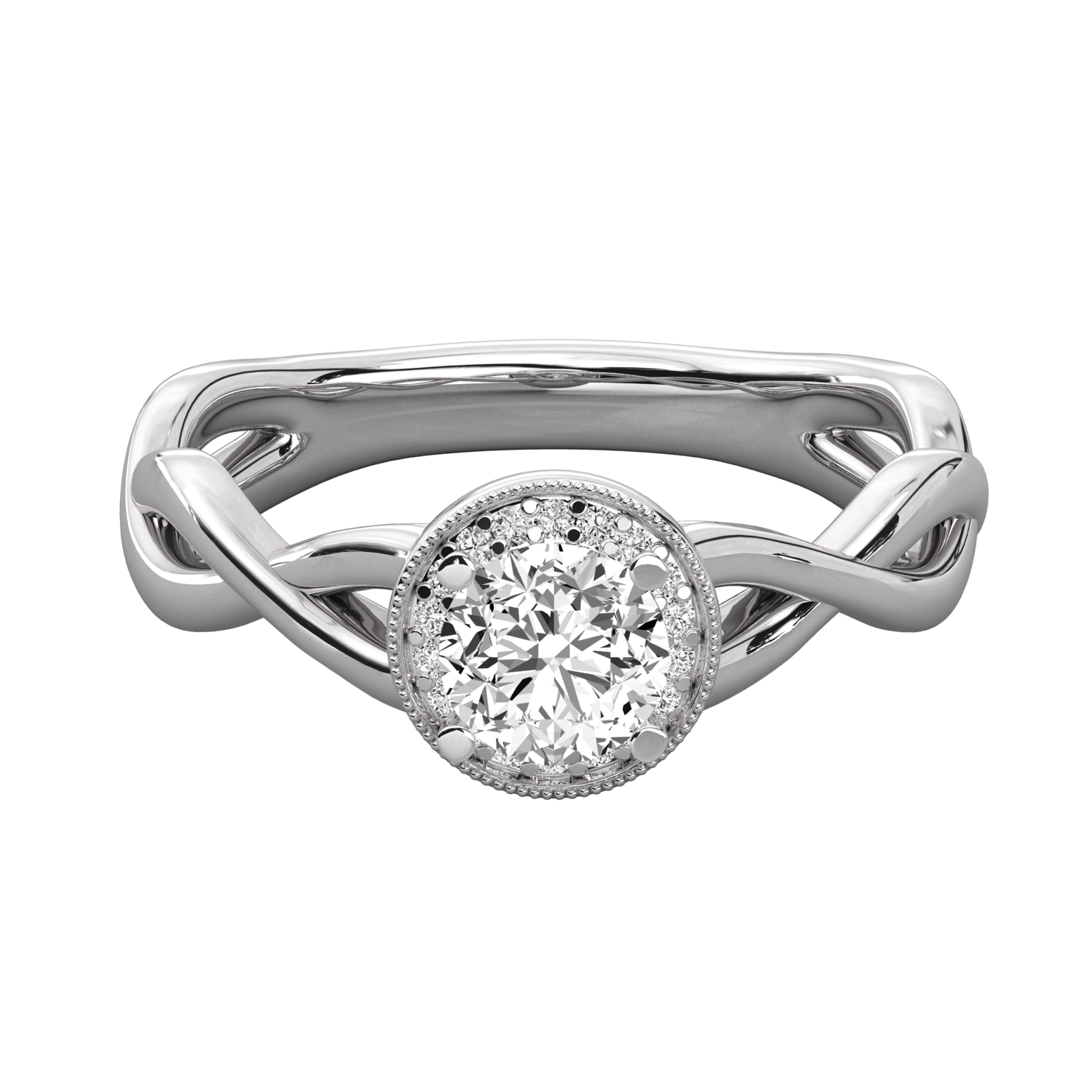 Keeva Jewels Round Diamond Twisted Shank Halo Engagement Ring - KJR5103