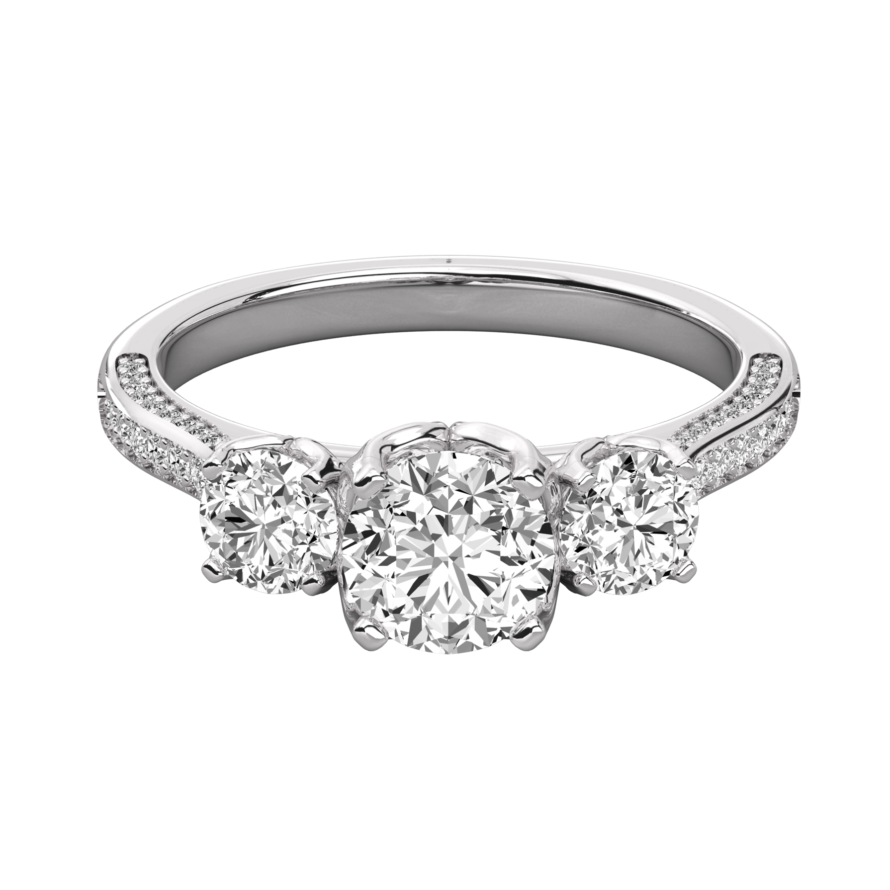 Keeva Jewels Round Cut Diamond 3 Stone Engagement Ring - KJR5034