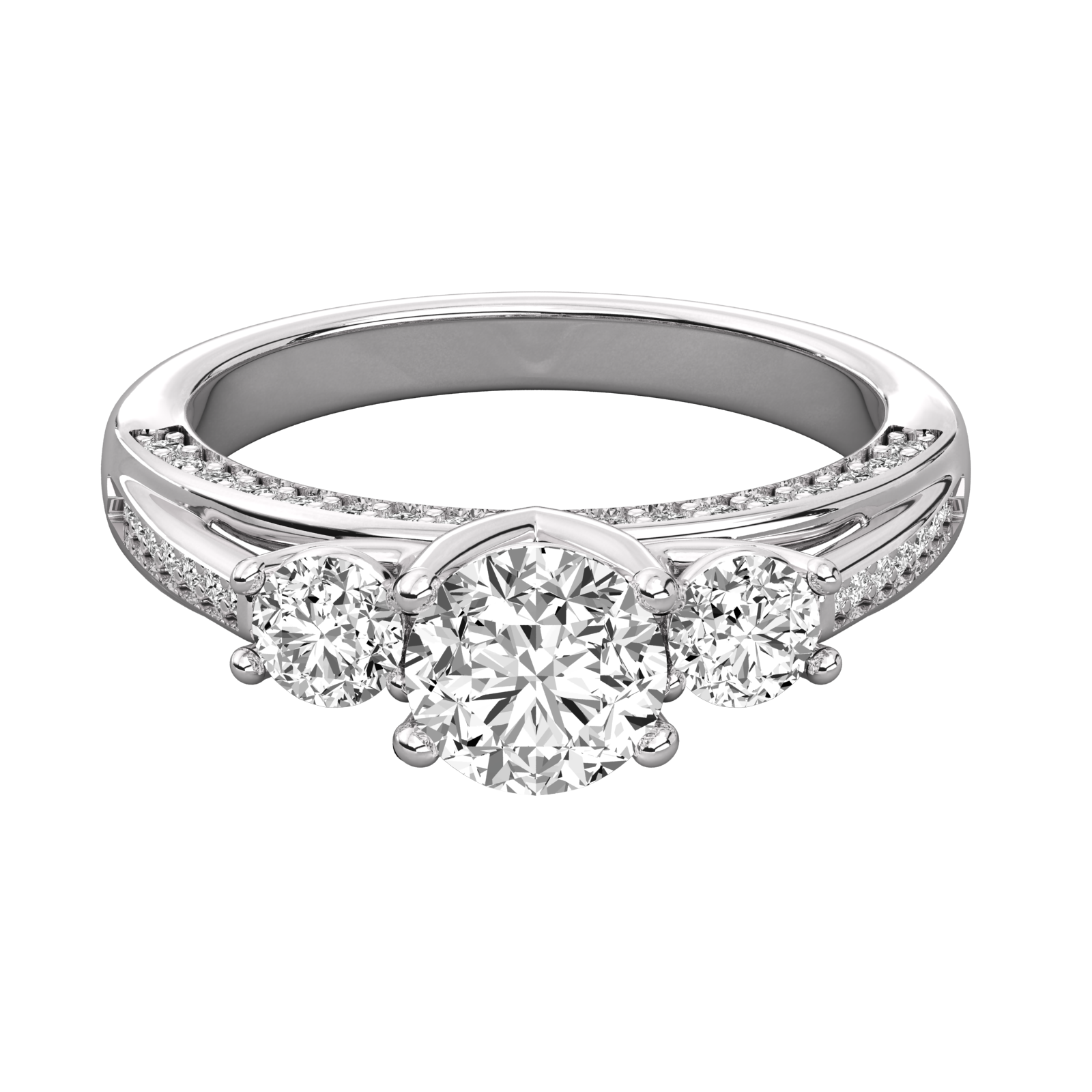 Keeva Jewels Round Cut Diamond 3 Stone Engagement Ring - KJR5039