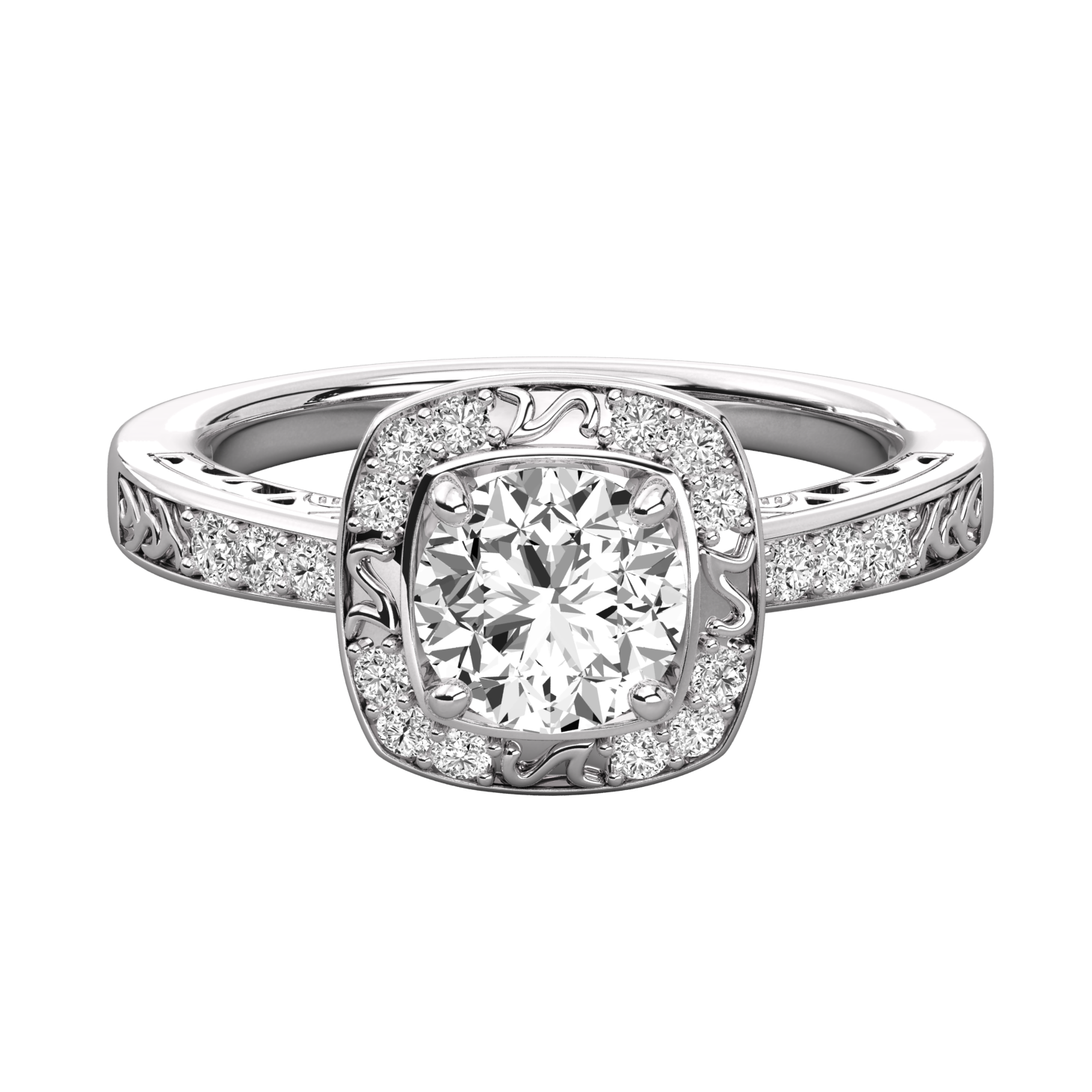 Keeva Jewels Round Diamond Fancy Halo Engagement Ring - KJR5231